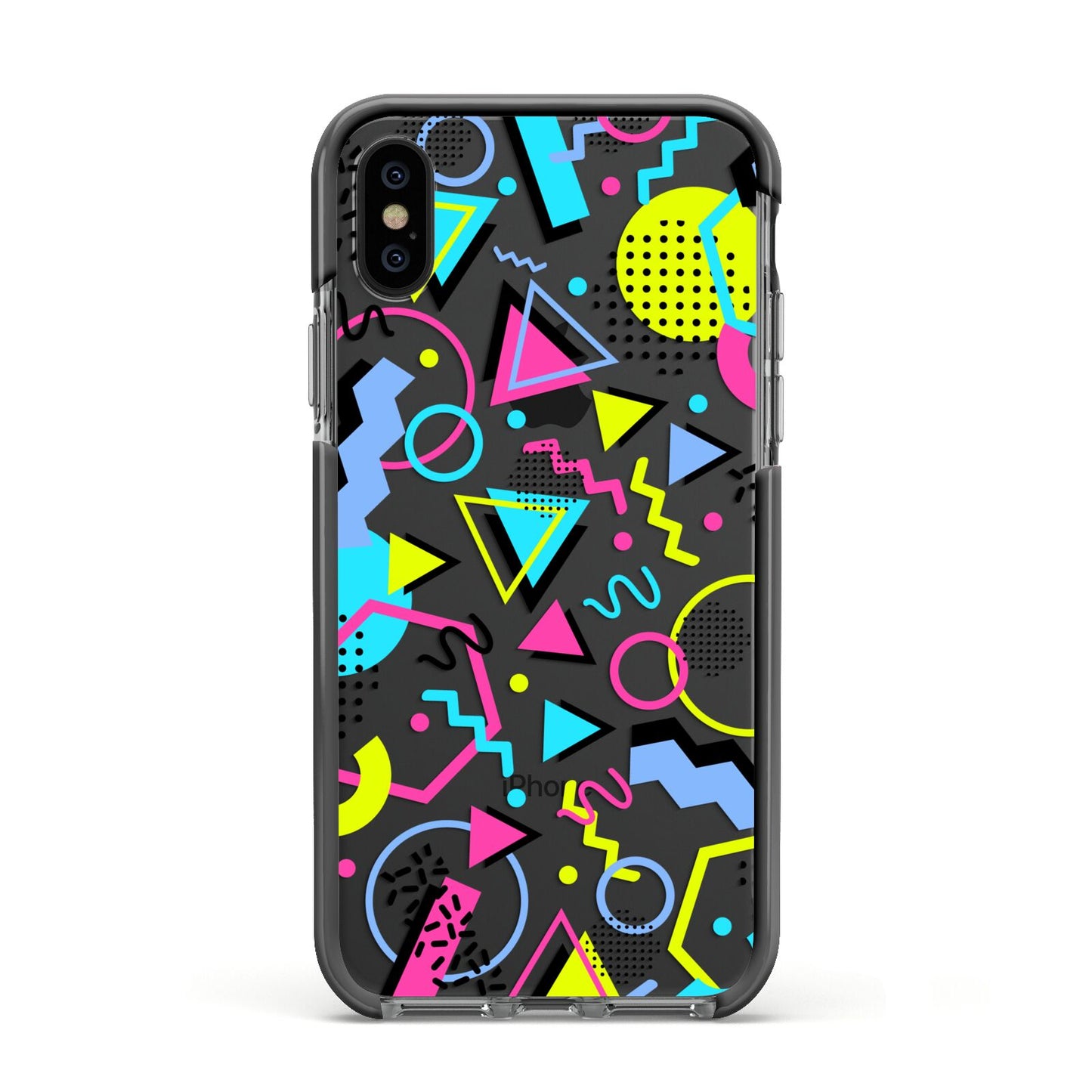 80s Retro Apple iPhone Xs Impact Case Black Edge on Black Phone
