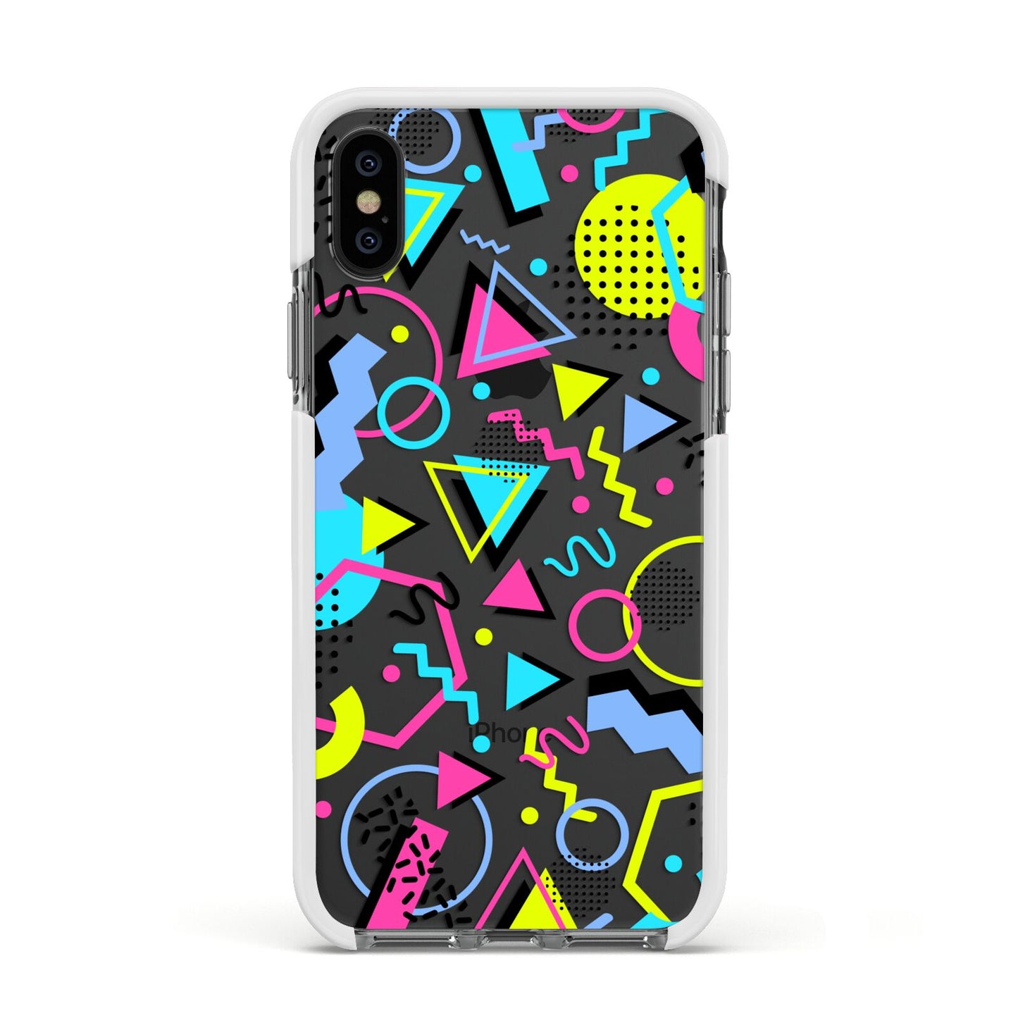 80s Retro Apple iPhone Xs Impact Case White Edge on Black Phone