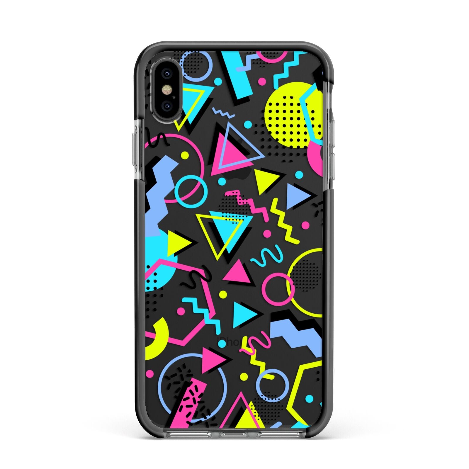 80s Retro Apple iPhone Xs Max Impact Case Black Edge on Black Phone