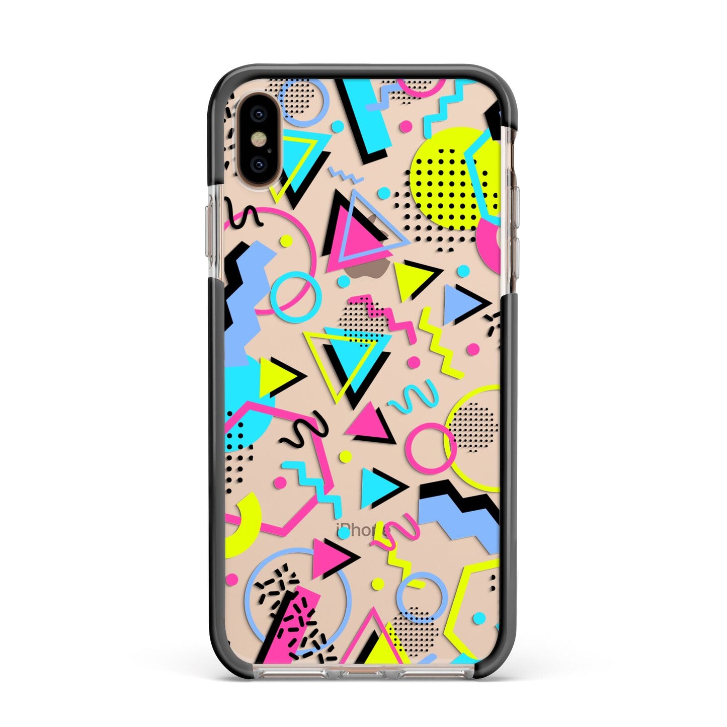 80s Retro Apple iPhone Xs Max Impact Case Black Edge on Gold Phone