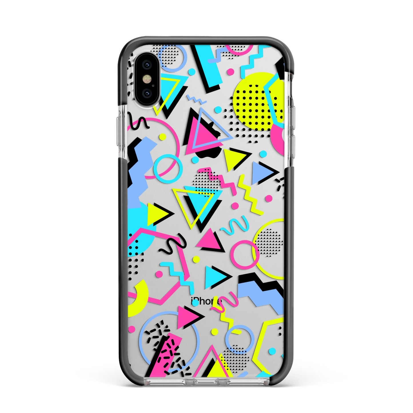 80s Retro Apple iPhone Xs Max Impact Case Black Edge on Silver Phone
