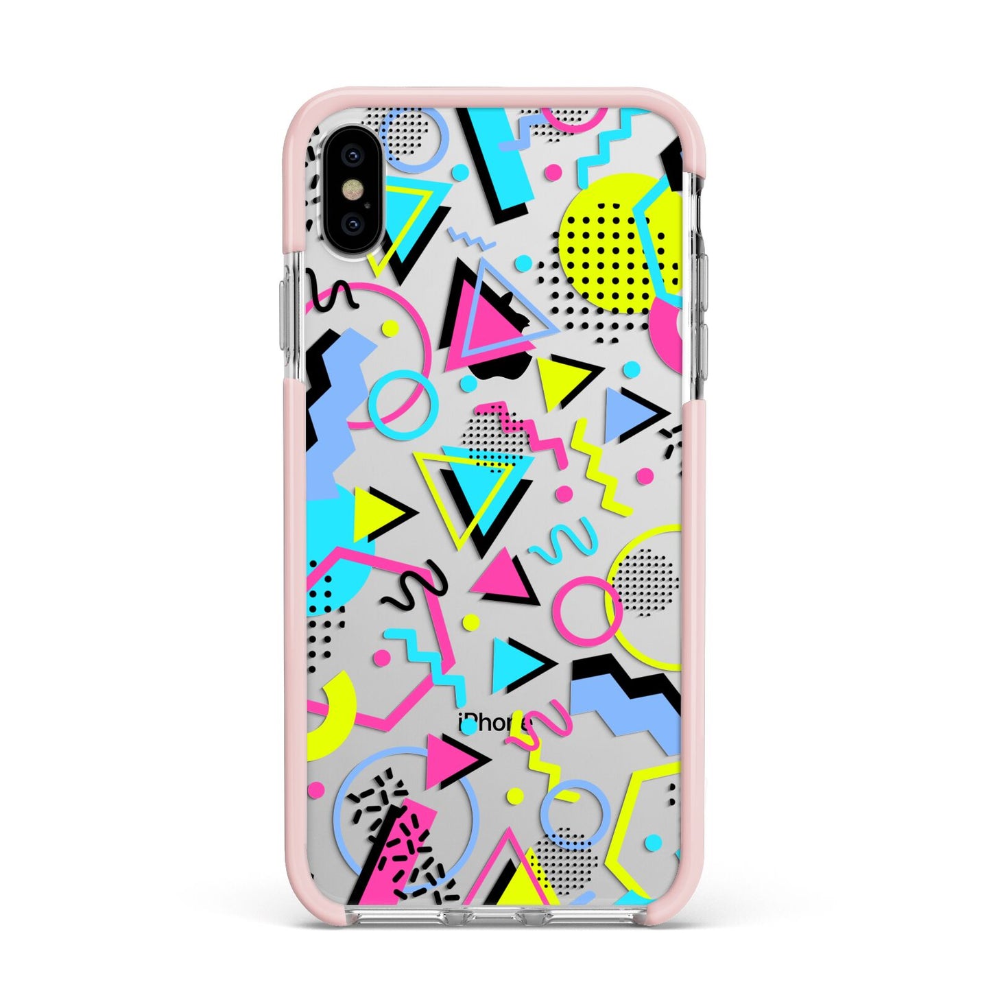 80s Retro Apple iPhone Xs Max Impact Case Pink Edge on Silver Phone