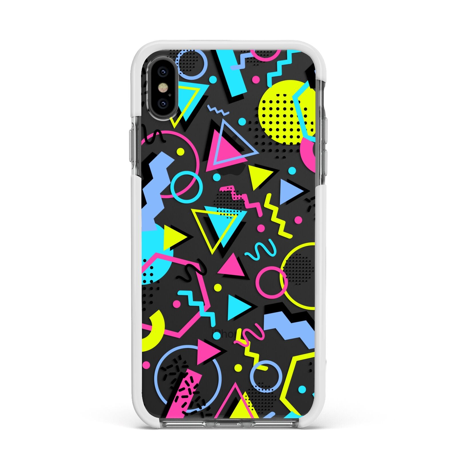 80s Retro Apple iPhone Xs Max Impact Case White Edge on Black Phone