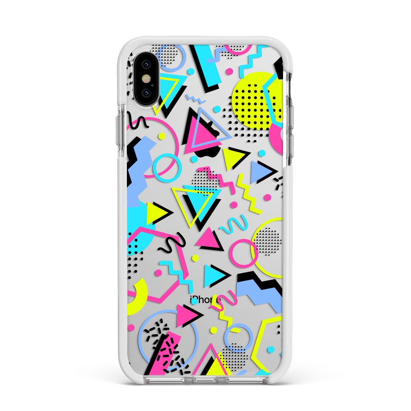 80s Retro Apple iPhone Xs Max Impact Case White Edge on Silver Phone