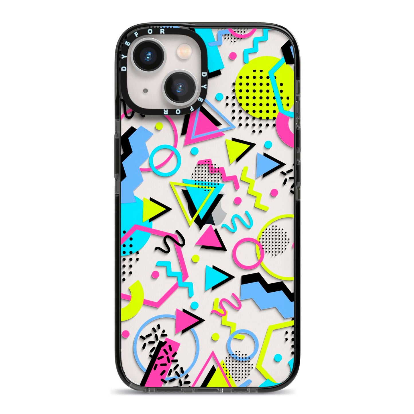 80s Retro iPhone 13 Black Impact Case on Silver phone