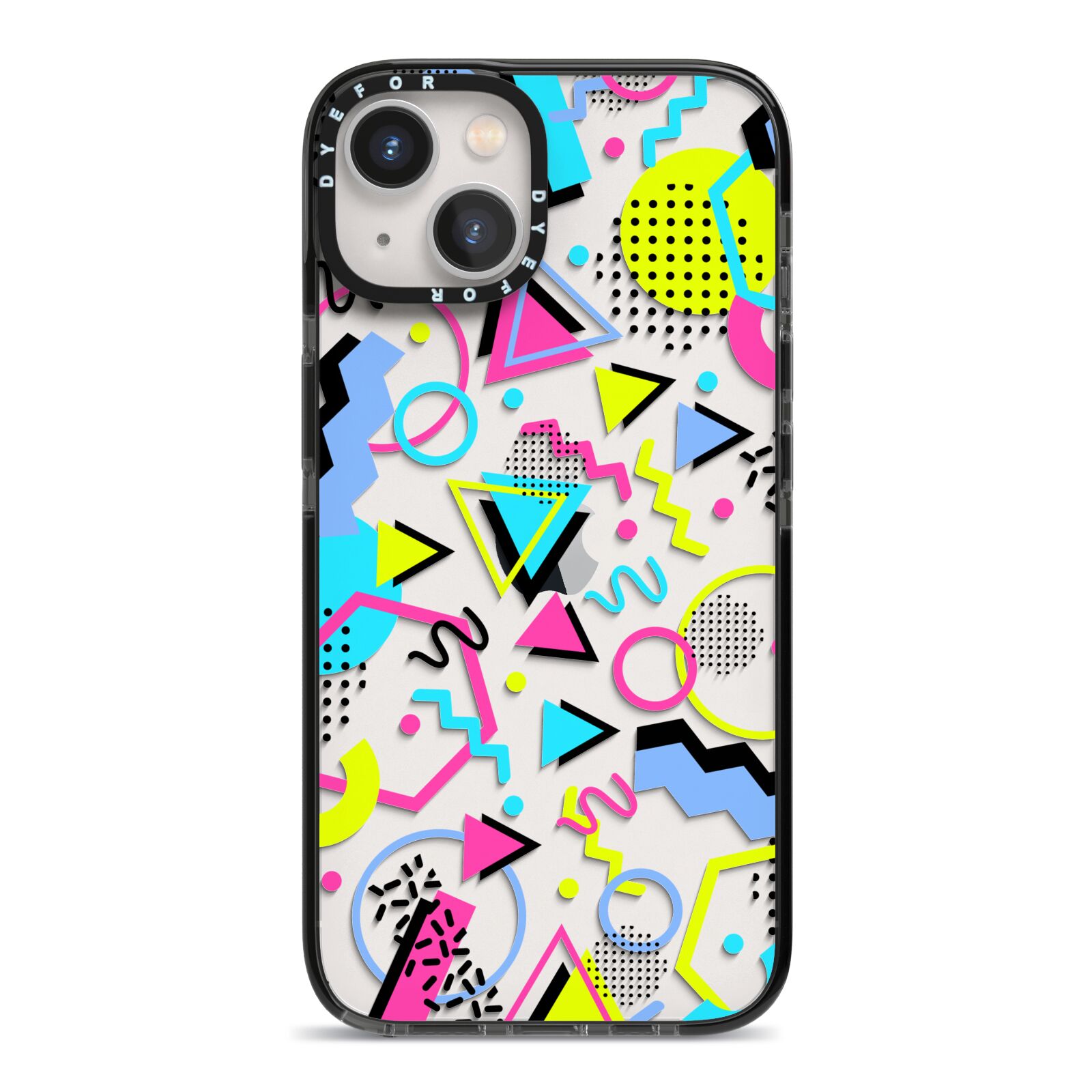 80s Retro iPhone 13 Black Impact Case on Silver phone