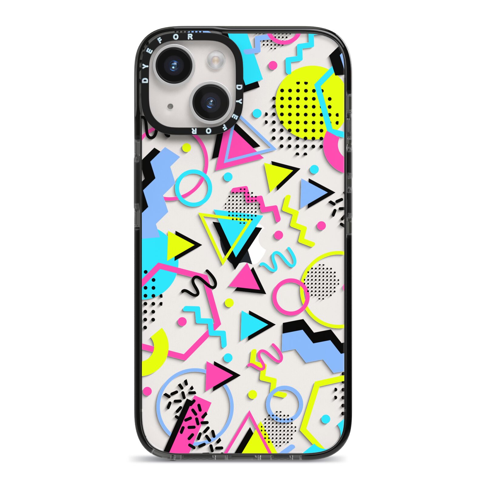 80s Retro iPhone 14 Black Impact Case on Silver phone