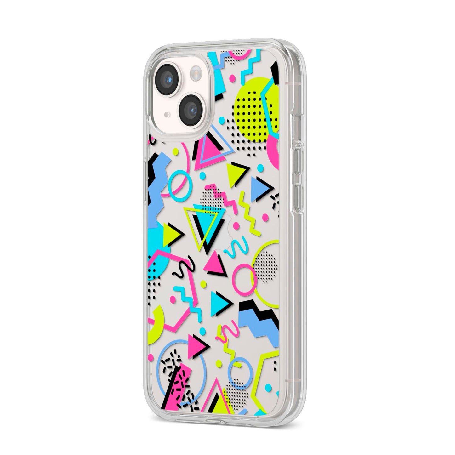 80s Retro iPhone 14 Clear Tough Case Starlight Angled Image