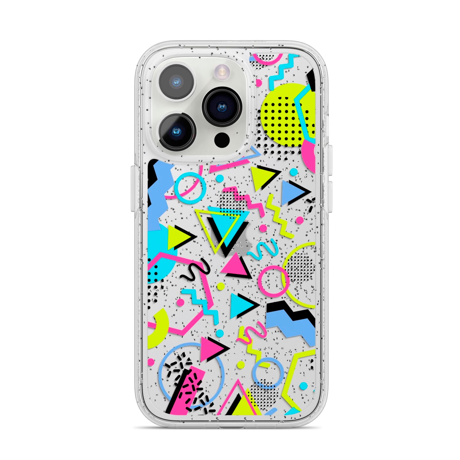 80s Retro iPhone 14 Pro Glitter Tough Case Silver