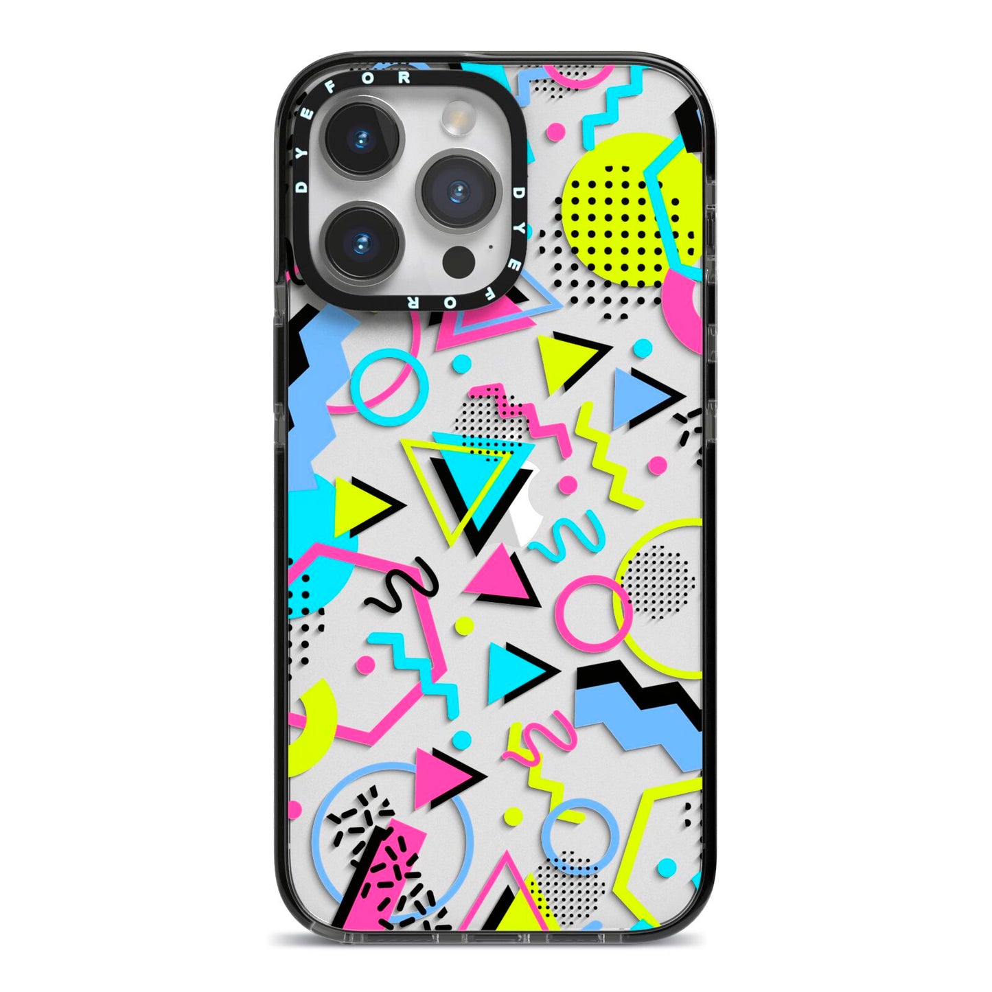 80s Retro iPhone 14 Pro Max Black Impact Case on Silver phone