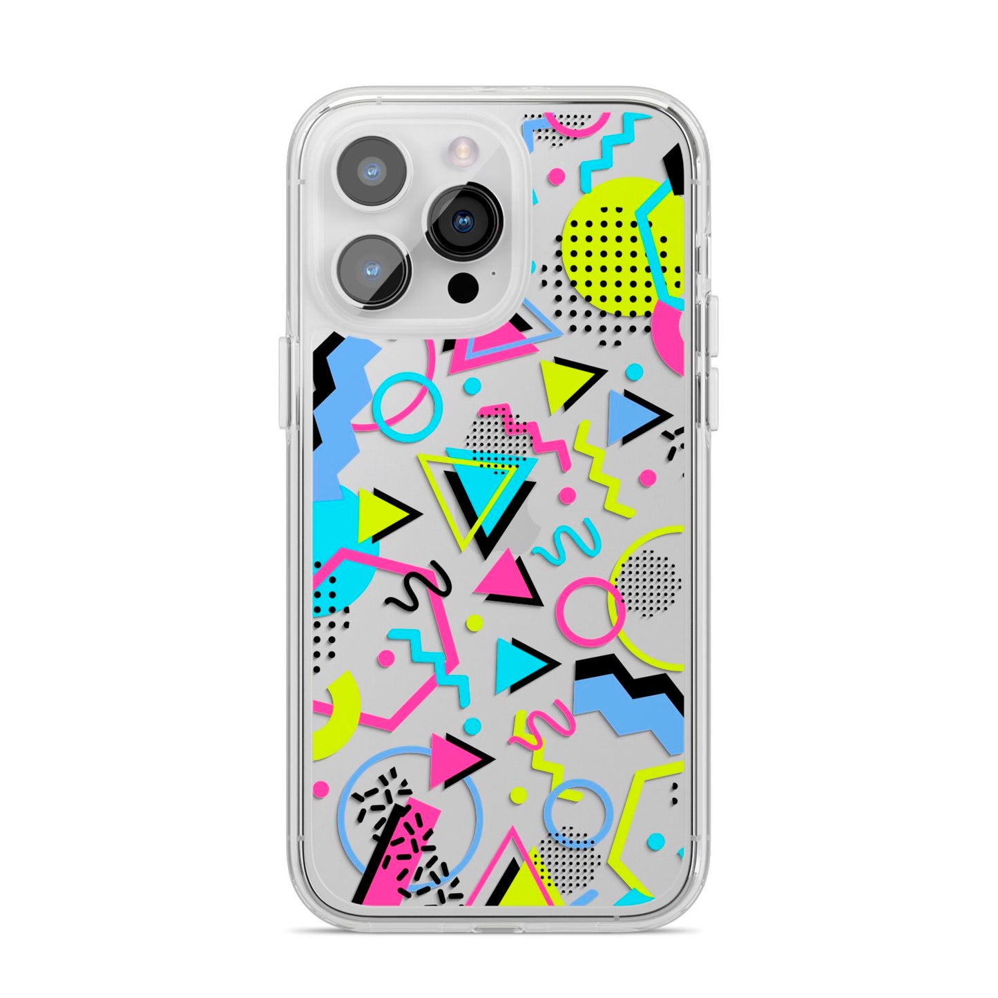 80s Retro iPhone 14 Pro Max Clear Tough Case Silver