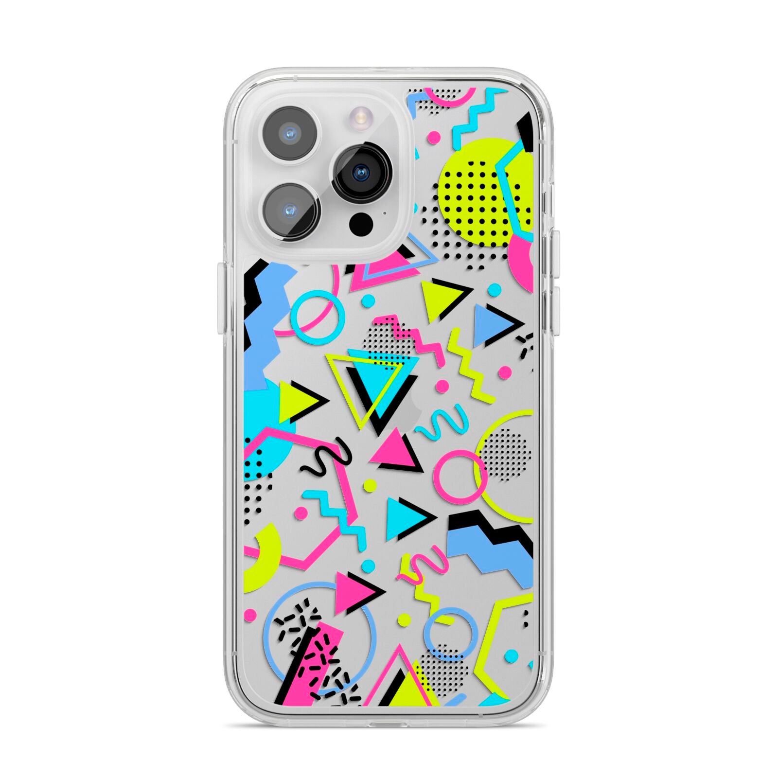 80s Retro iPhone 14 Pro Max Clear Tough Case Silver