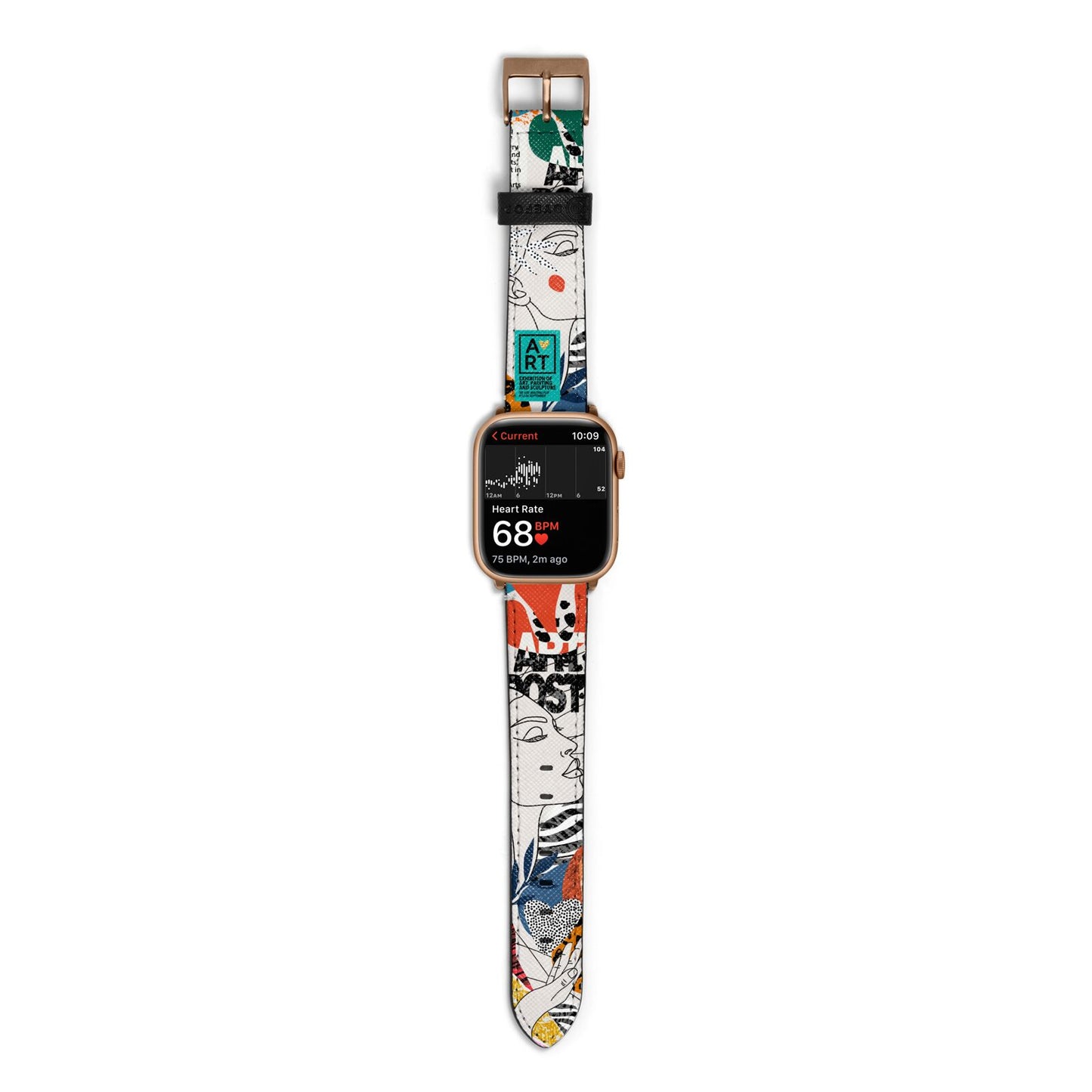 Abstract Art Poster Apple Watch Strap Size 38mm with Gold Hardware