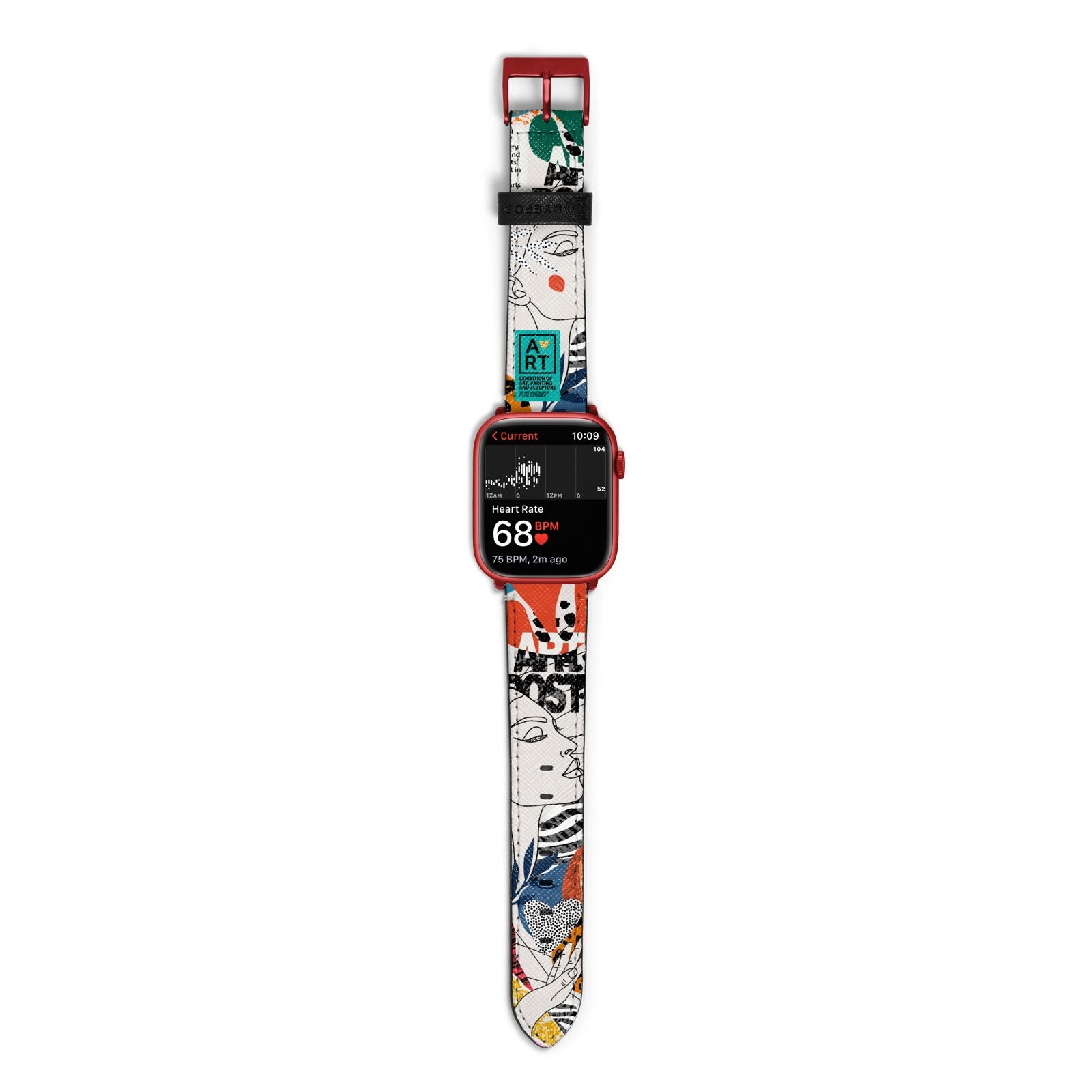 Abstract Art Poster Apple Watch Strap Size 38mm with Red Hardware