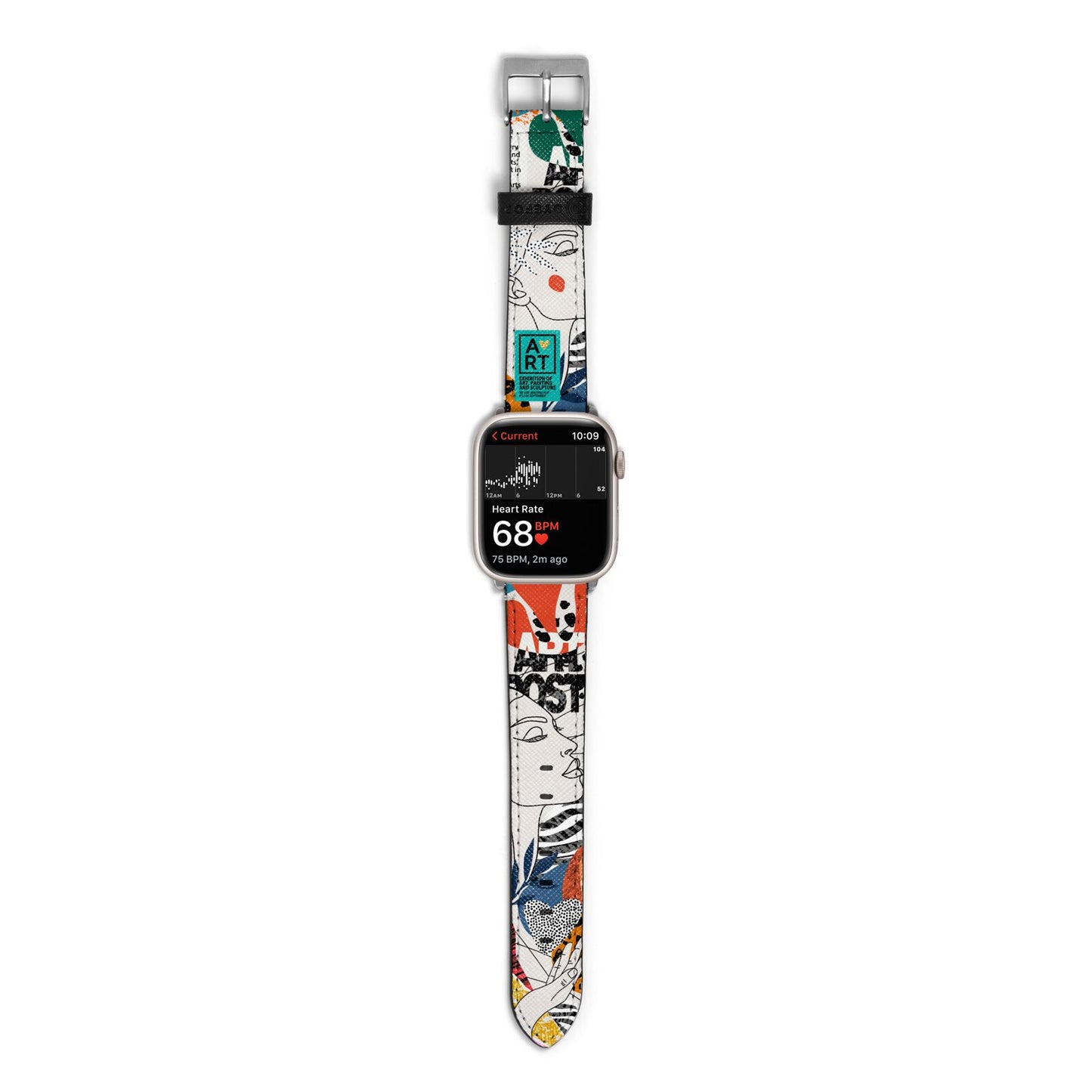 Abstract Art Poster Apple Watch Strap Size 38mm with Silver Hardware