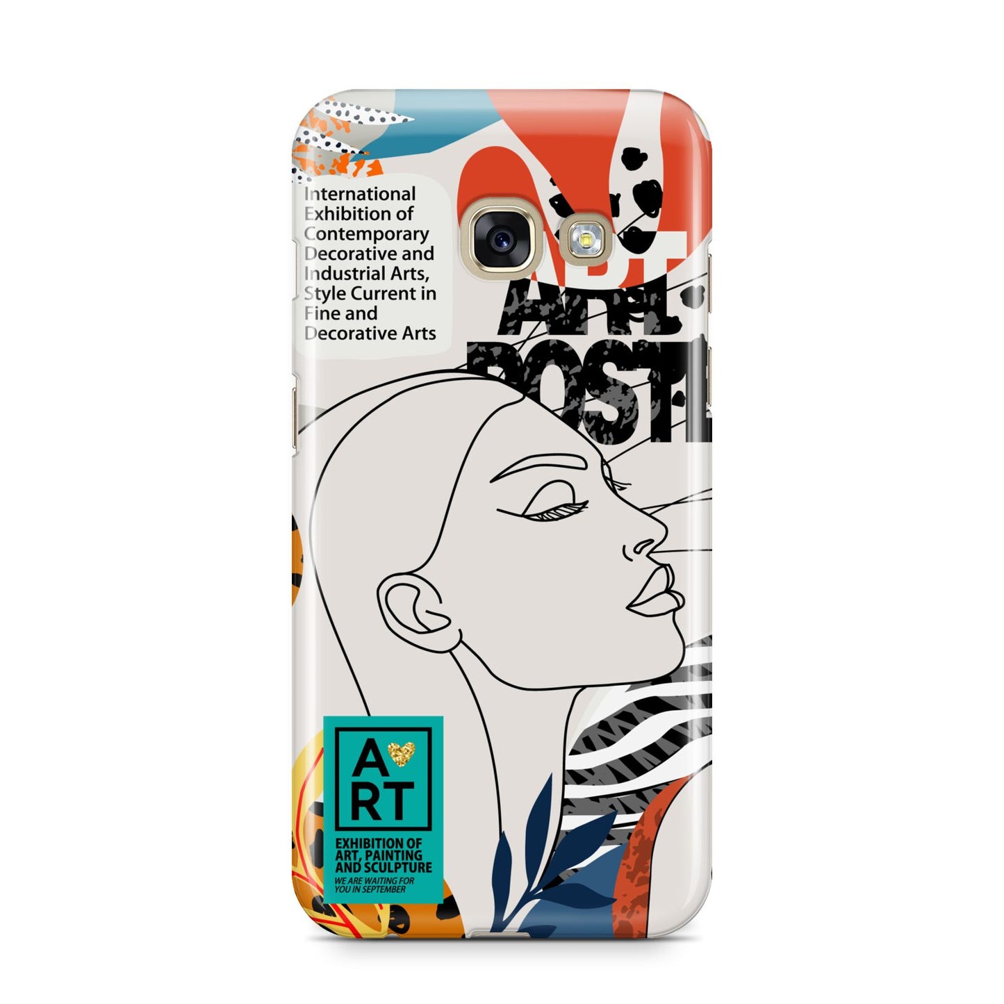 Abstract Art Poster Samsung Galaxy A3 2017 Case on gold phone