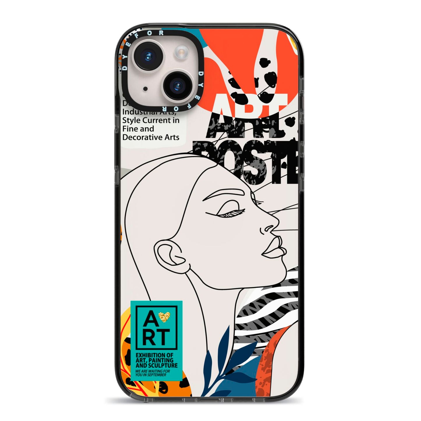 Abstract Art Poster iPhone 14 Plus Black Impact Case on Silver phone