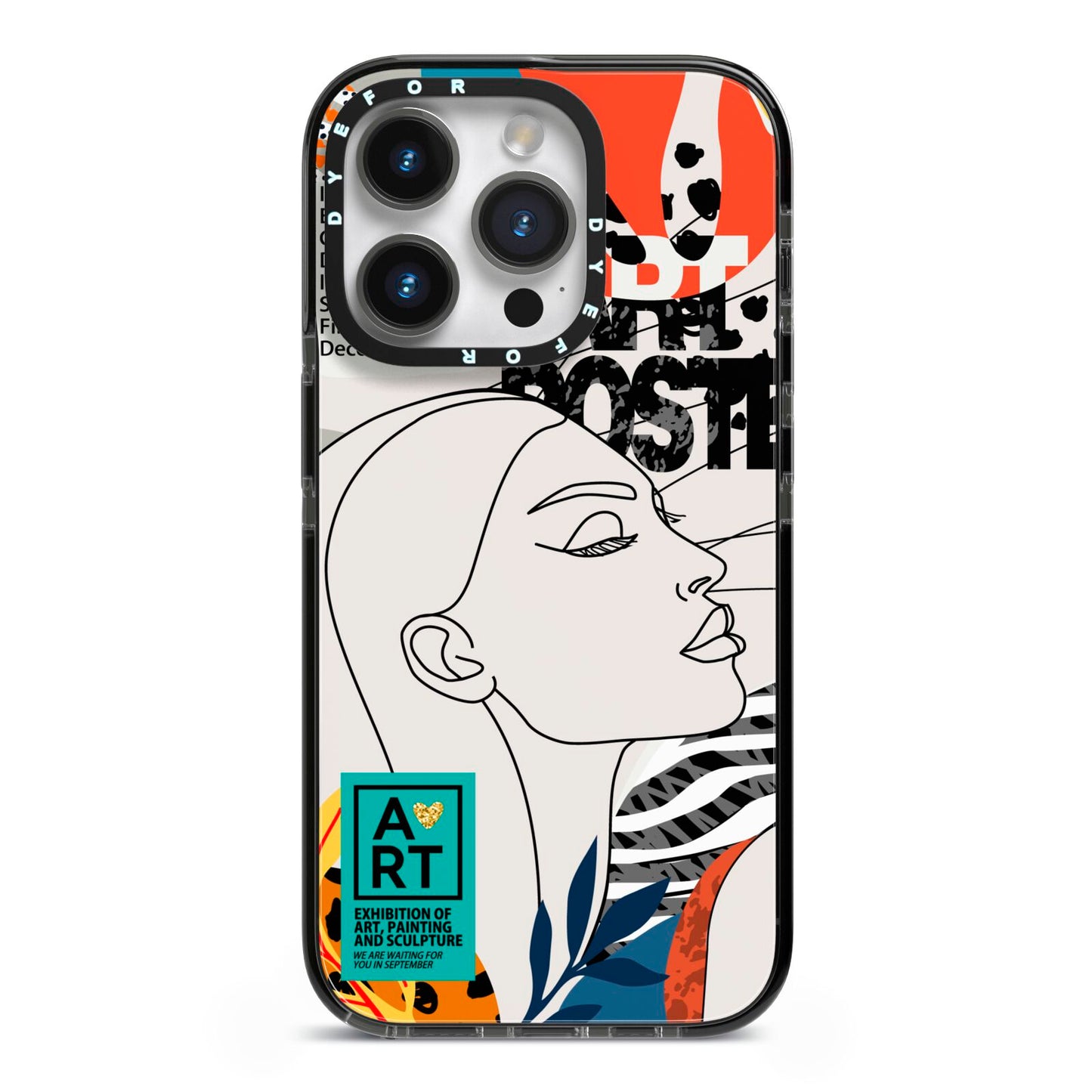 Abstract Art Poster iPhone 14 Pro Black Impact Case on Silver phone