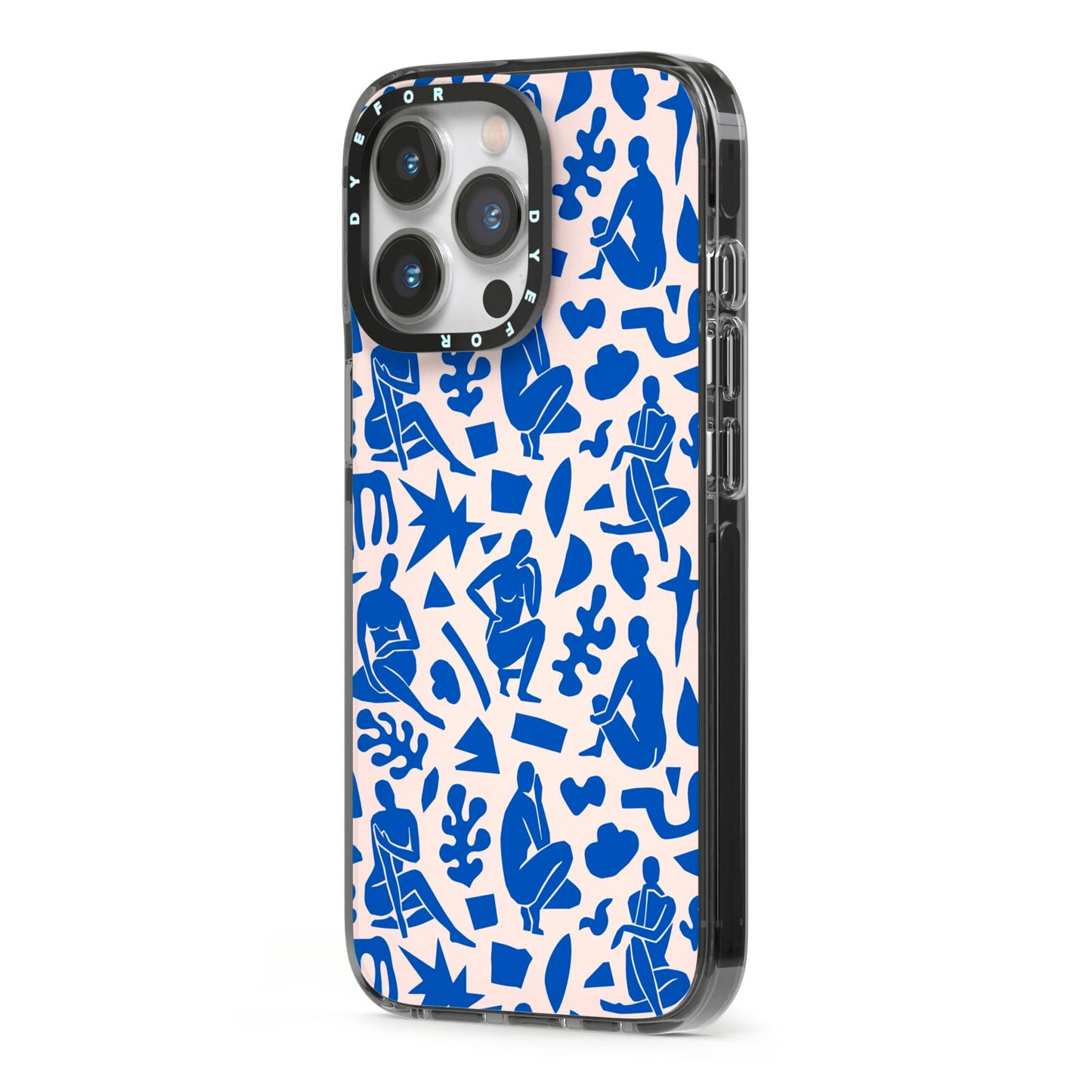 Abstract Art iPhone 13 Pro Black Impact Case Side Angle on Silver phone