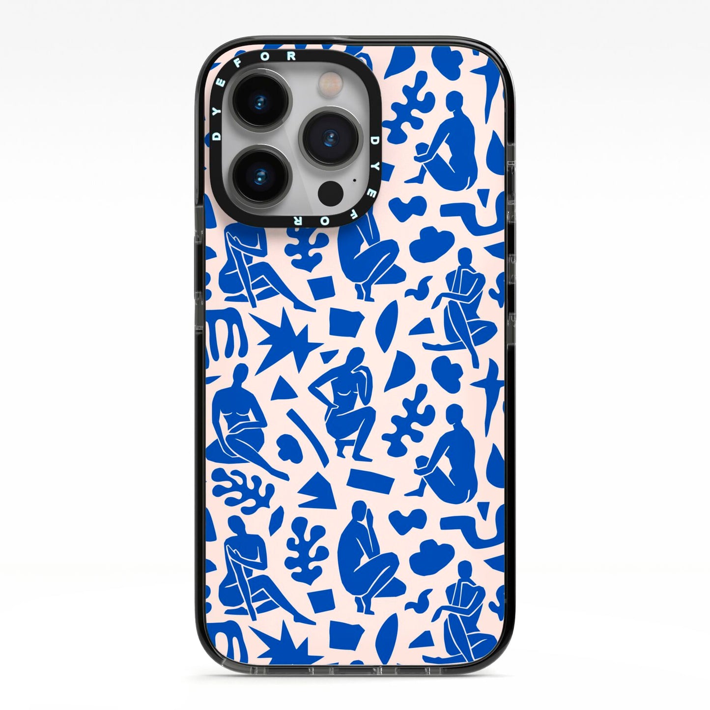 Abstract Art iPhone 13 Pro Black Impact Case on Silver phone