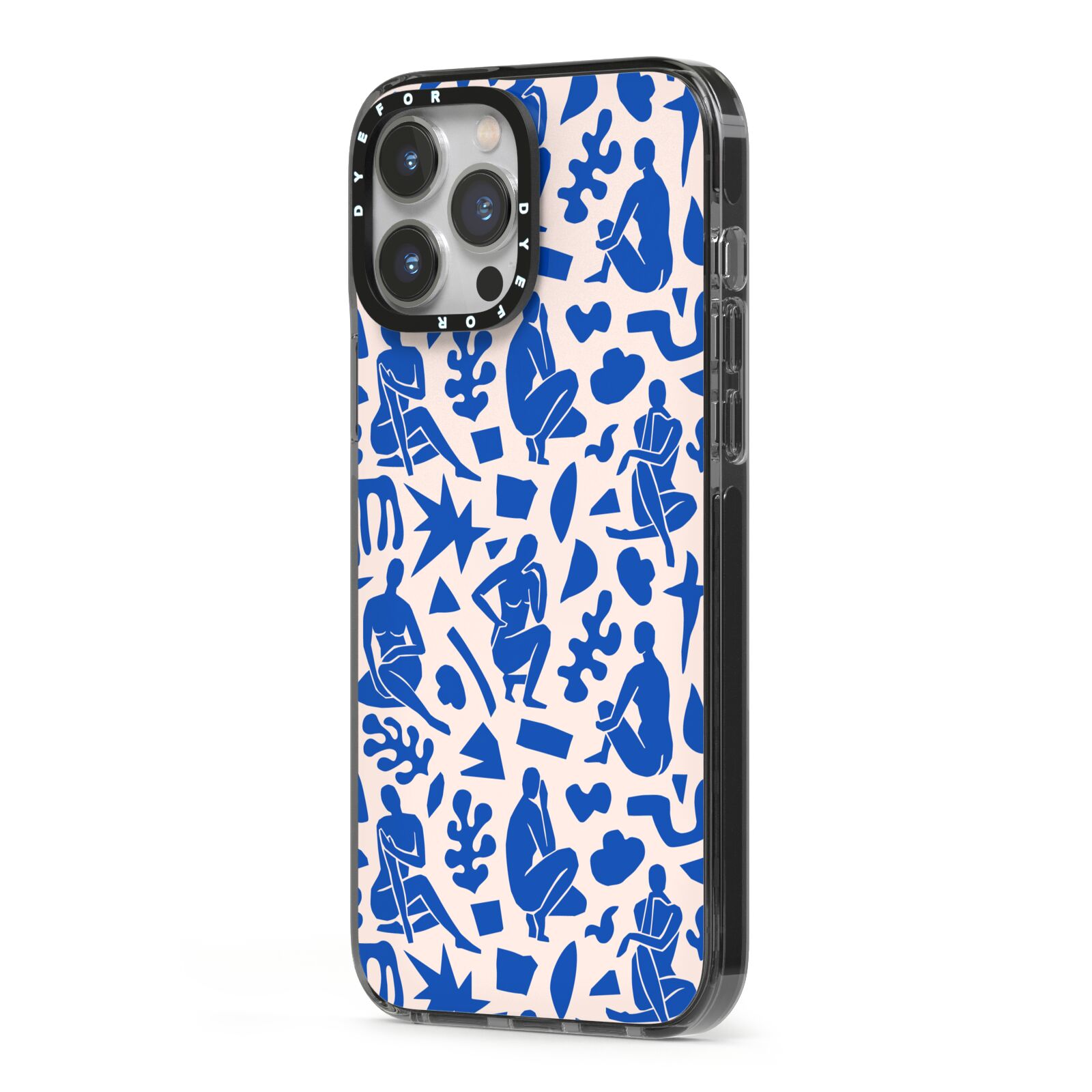 Abstract Art iPhone 13 Pro Max Black Impact Case Side Angle on Silver phone