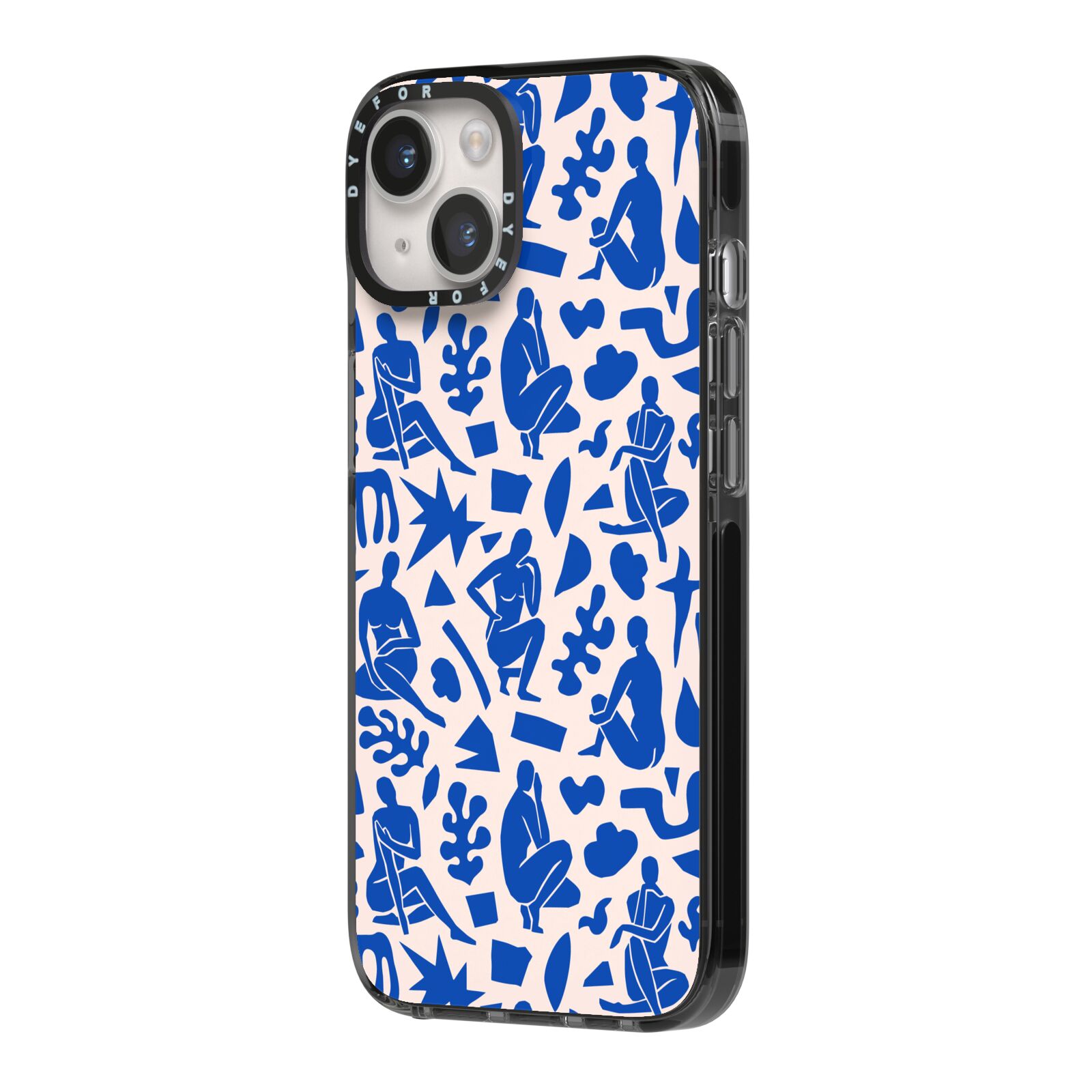 Abstract Art iPhone 14 Black Impact Case Side Angle on Silver phone