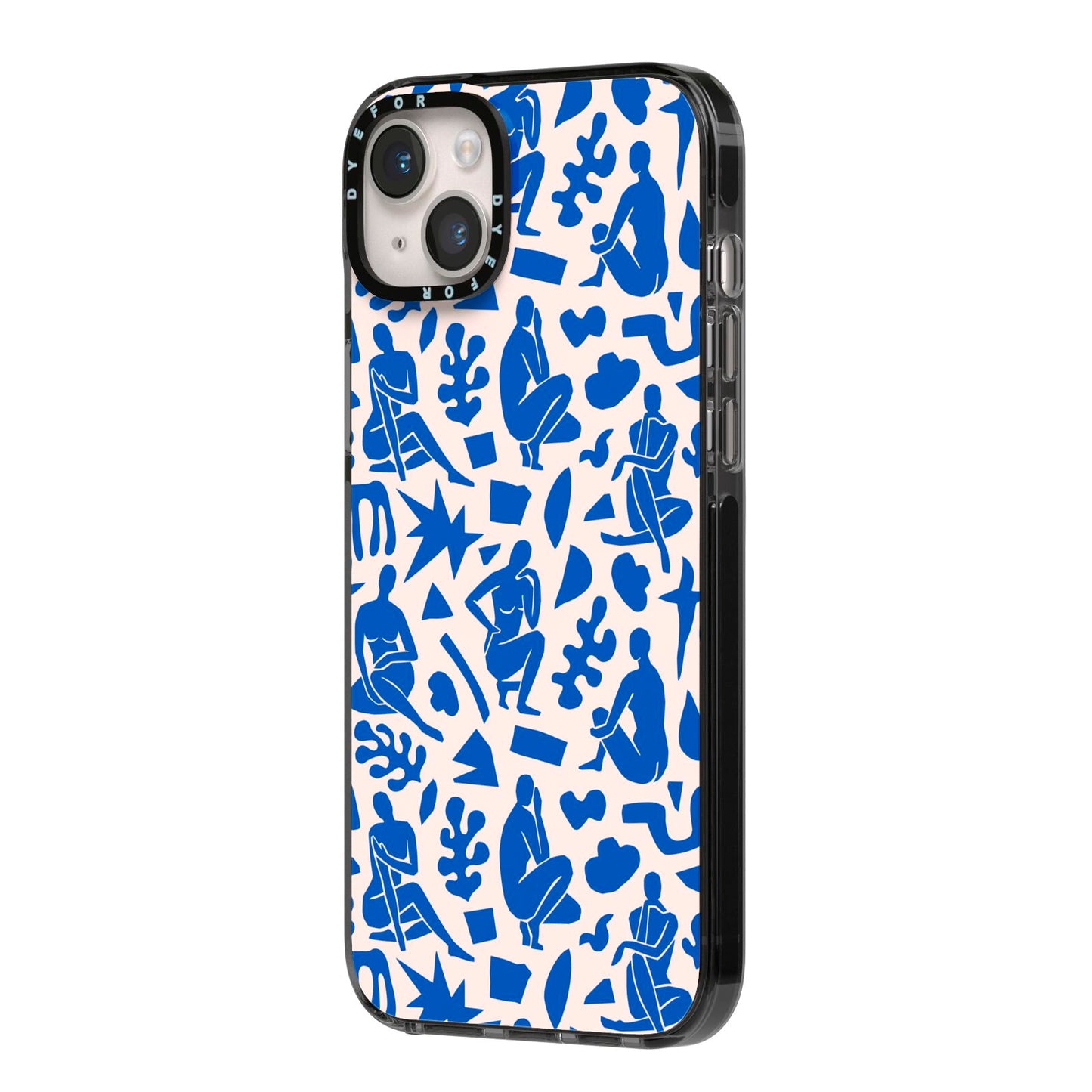 Abstract Art iPhone 14 Plus Black Impact Case Side Angle on Silver phone