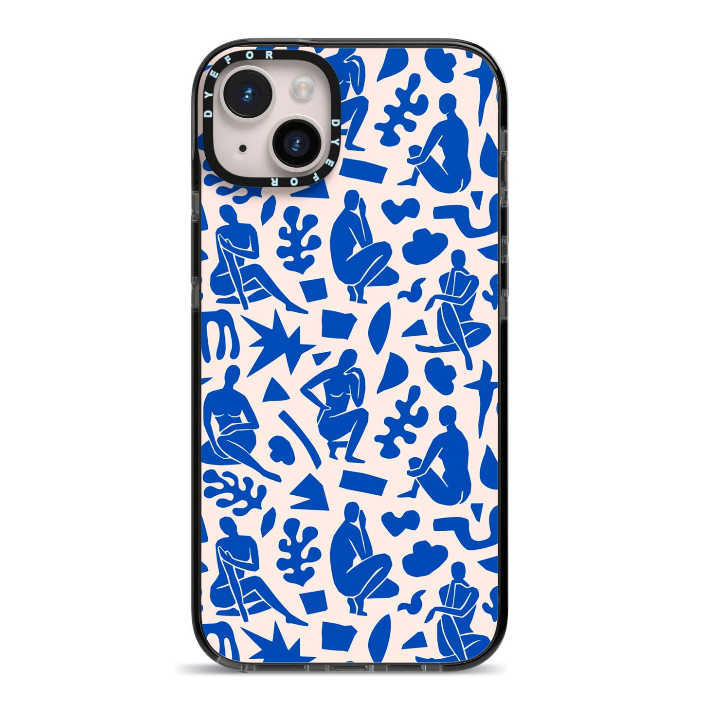 Abstract Art iPhone 14 Plus Black Impact Case on Silver phone