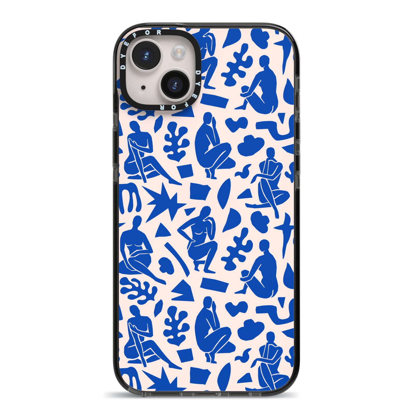 Abstract Art iPhone 14 Plus Black Impact Case on Silver phone