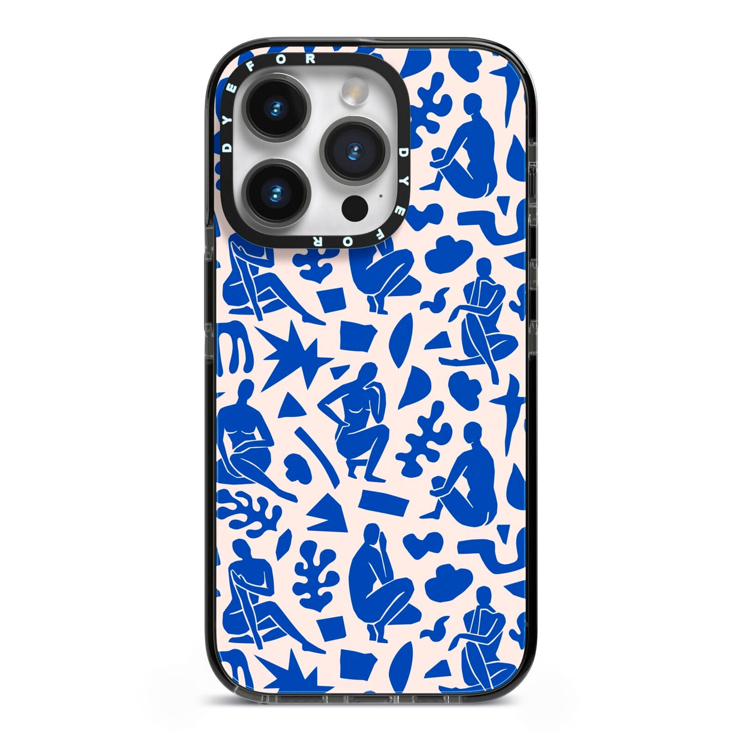 Abstract Art iPhone 14 Pro Black Impact Case on Silver phone