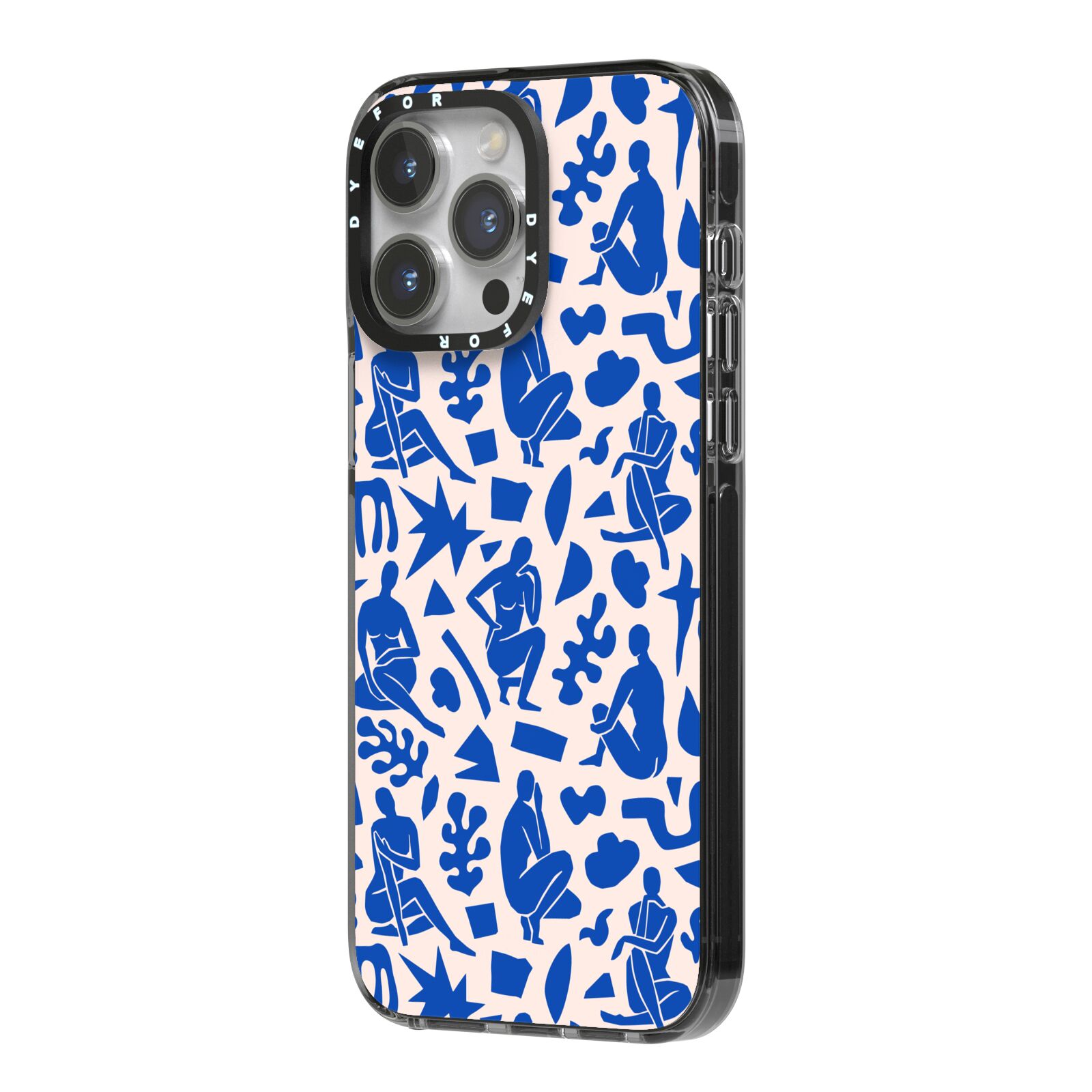 Abstract Art iPhone 14 Pro Max Black Impact Case Side Angle on Silver phone