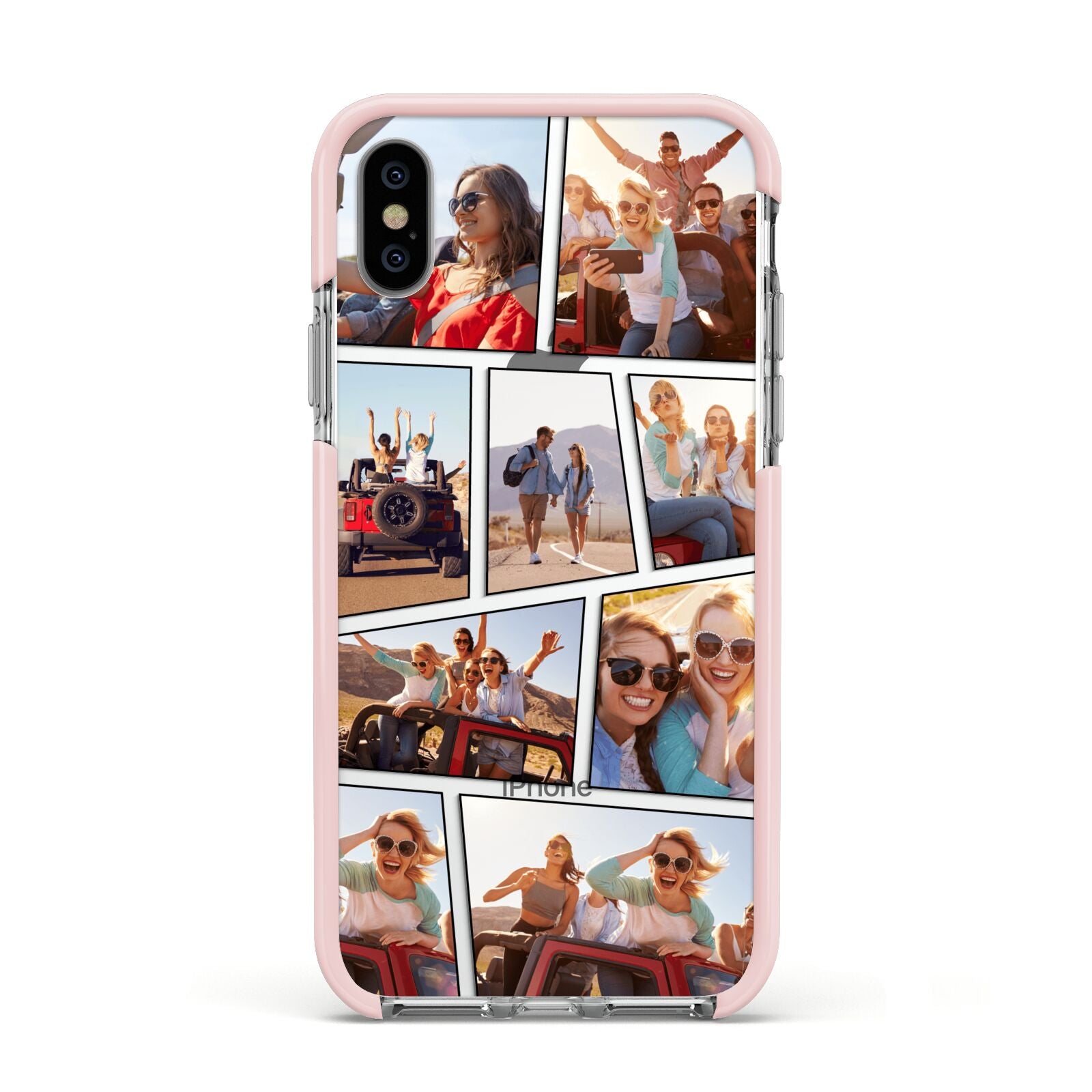 Abstract Comic Strip Photo Apple iPhone Xs Impact Case Pink Edge on Silver Phone