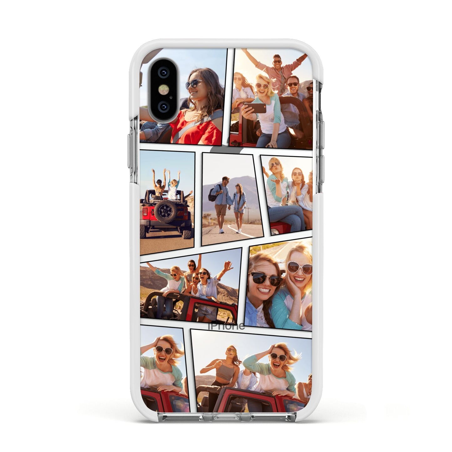 Abstract Comic Strip Photo Apple iPhone Xs Impact Case White Edge on Silver Phone