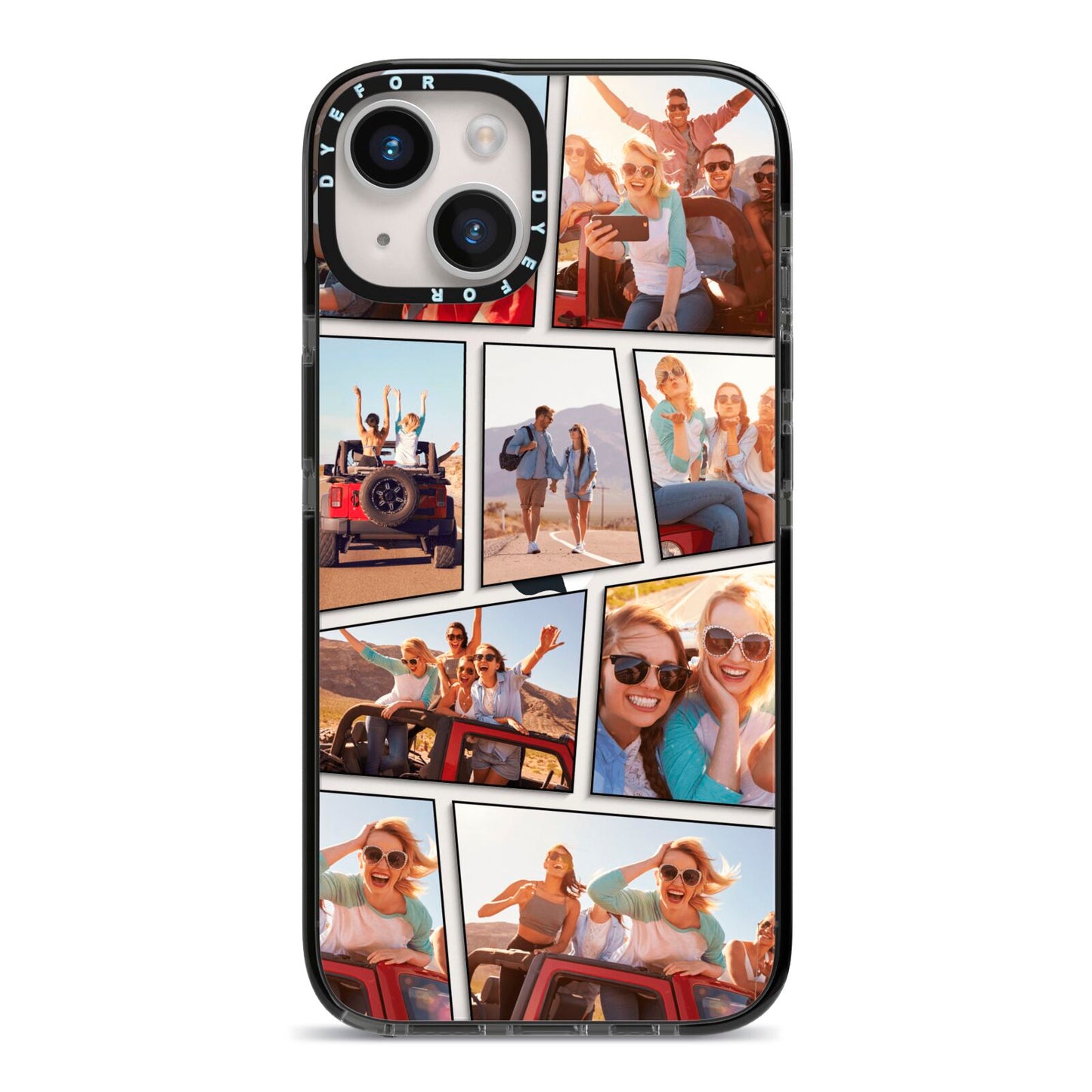 Abstract Comic Strip Photo iPhone 14 Black Impact Case on Silver phone