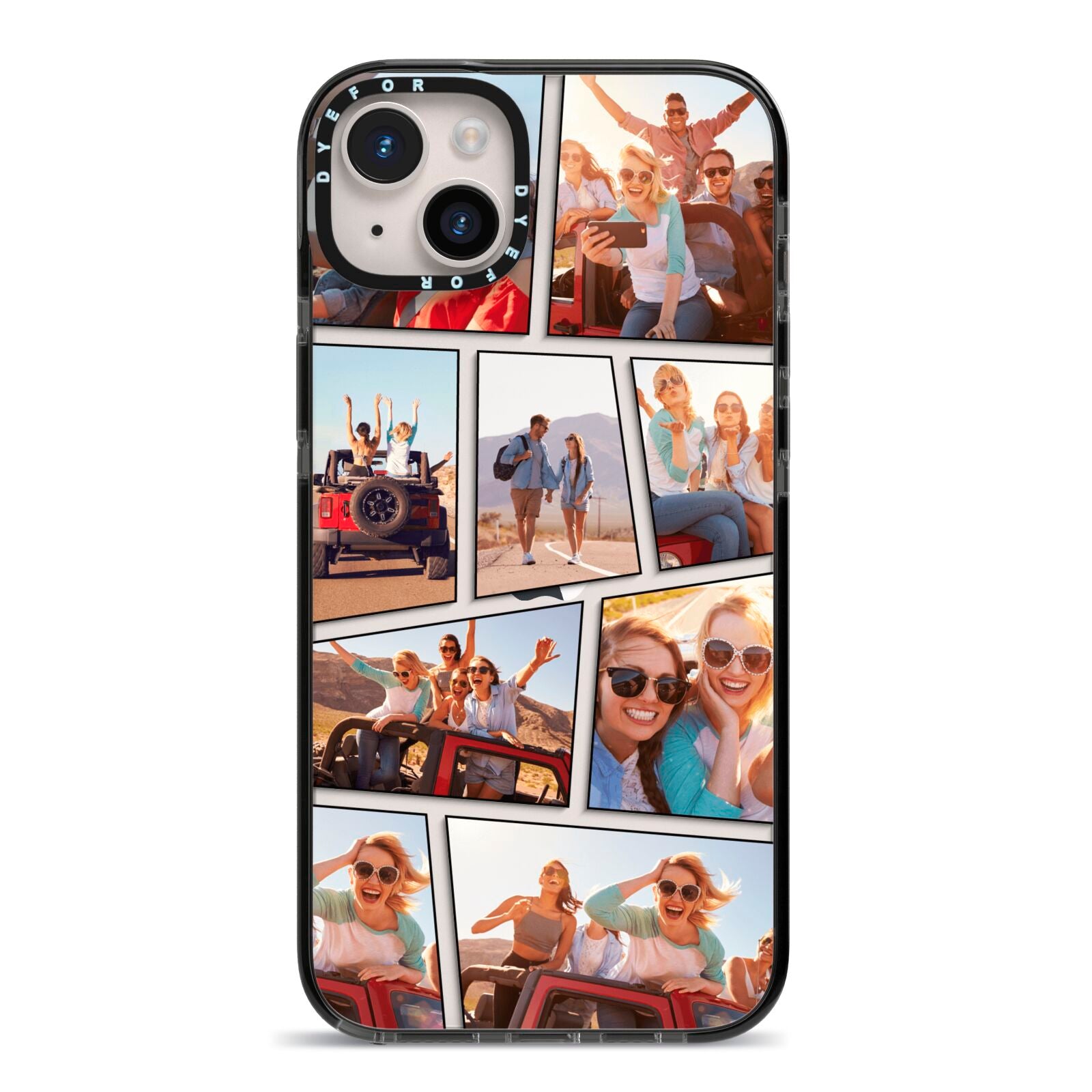 Abstract Comic Strip Photo iPhone 14 Plus Black Impact Case on Silver phone