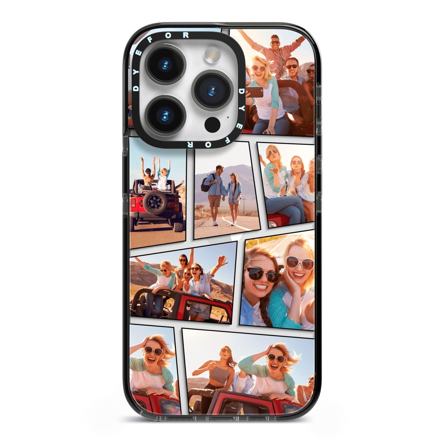 Abstract Comic Strip Photo iPhone 14 Pro Black Impact Case on Silver phone