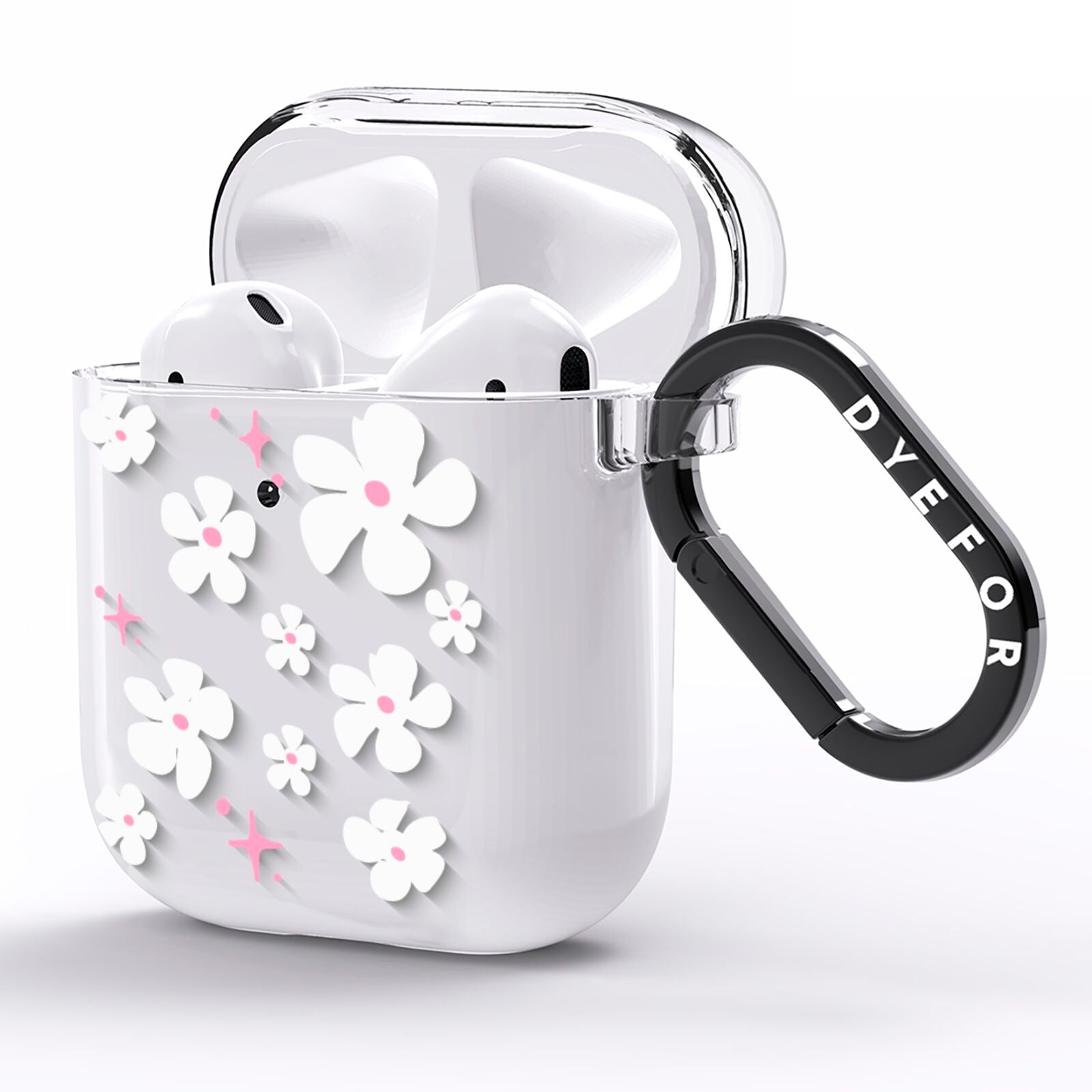 Abstract Daisy AirPods Clear Case Side Image