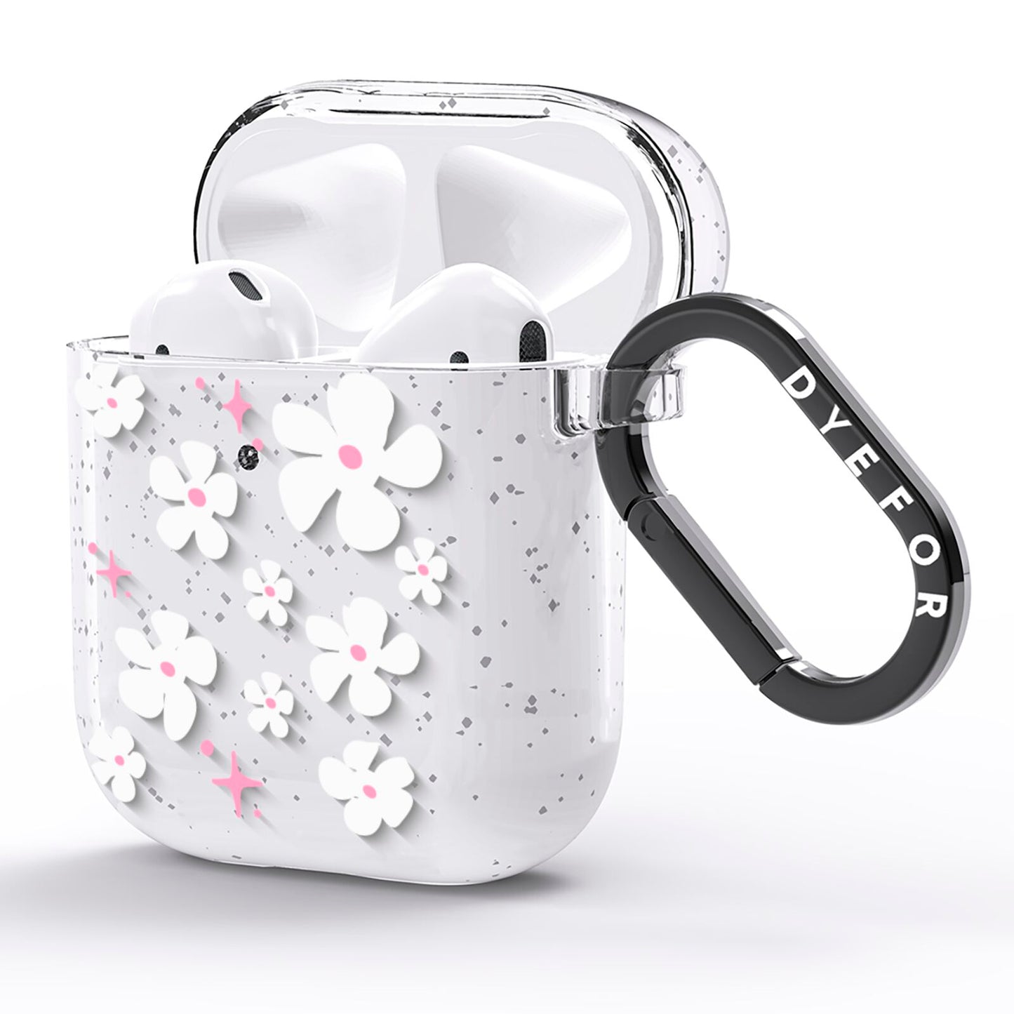 Abstract Daisy AirPods Glitter Case Side Image