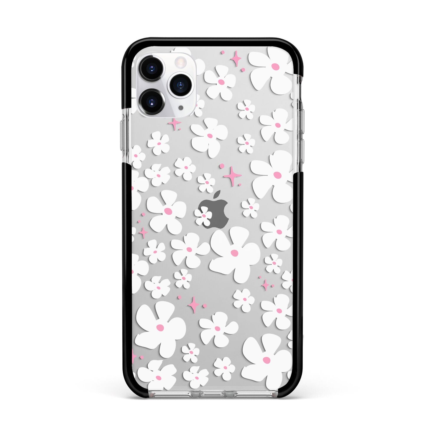 Abstract Daisy Apple iPhone 11 Pro Max in Silver with Black Impact Case