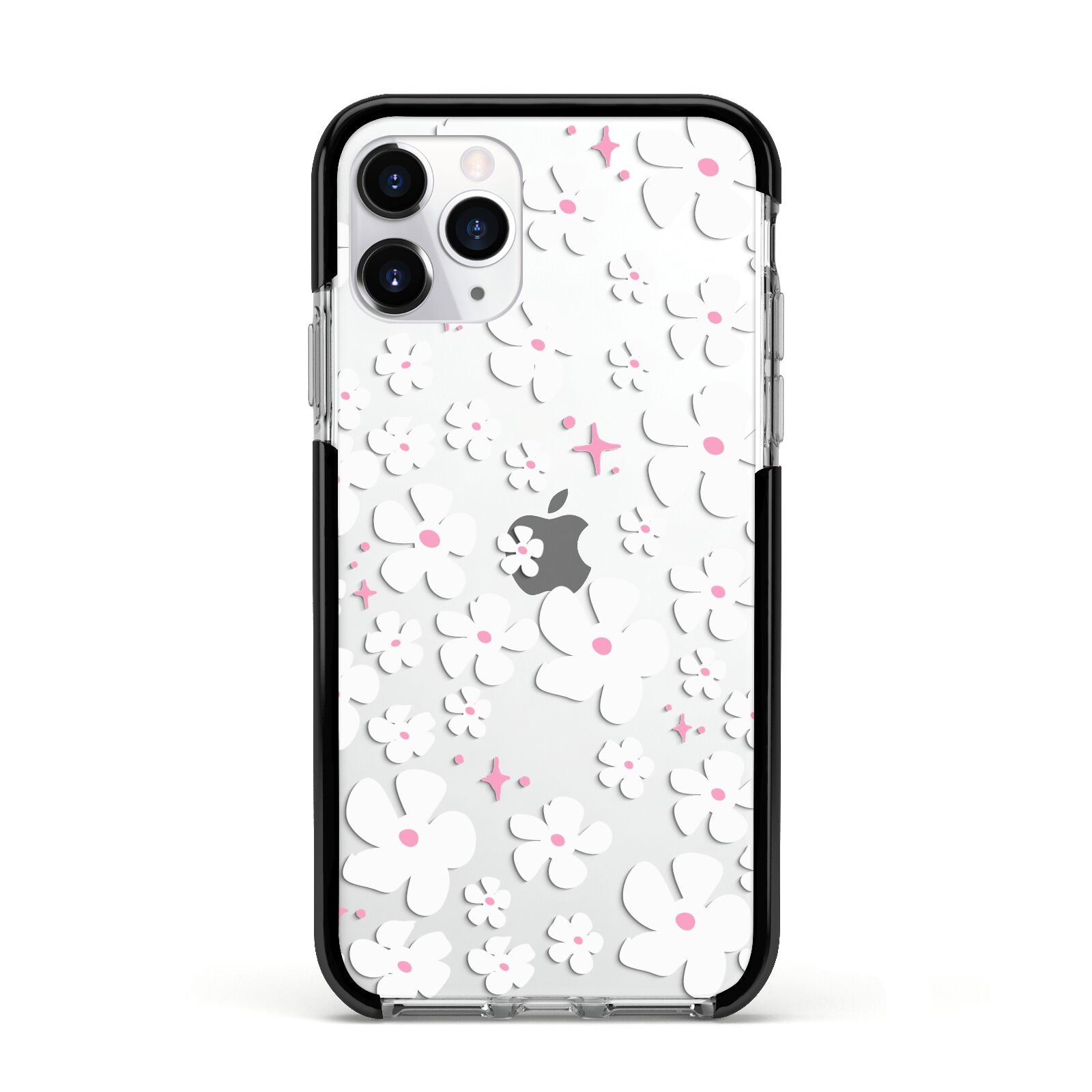 Abstract Daisy Apple iPhone 11 Pro in Silver with Black Impact Case