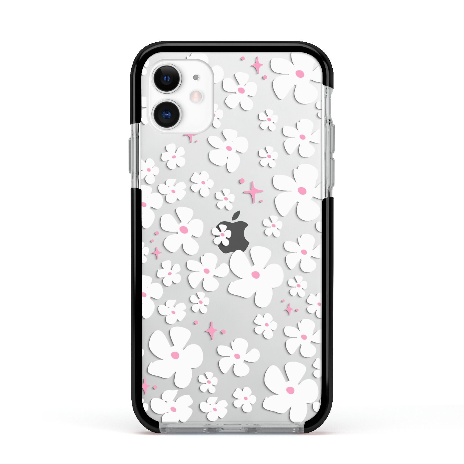 Abstract Daisy Apple iPhone 11 in White with Black Impact Case
