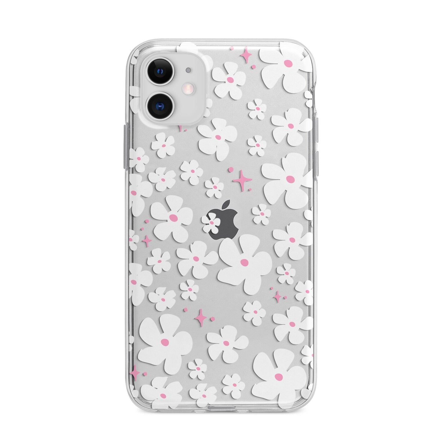 Abstract Daisy Apple iPhone 11 in White with Bumper Case