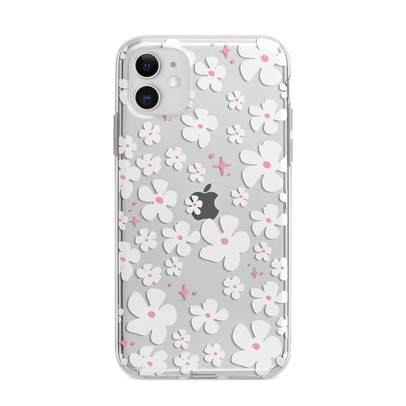 Abstract Daisy Apple iPhone 11 in White with Bumper Case