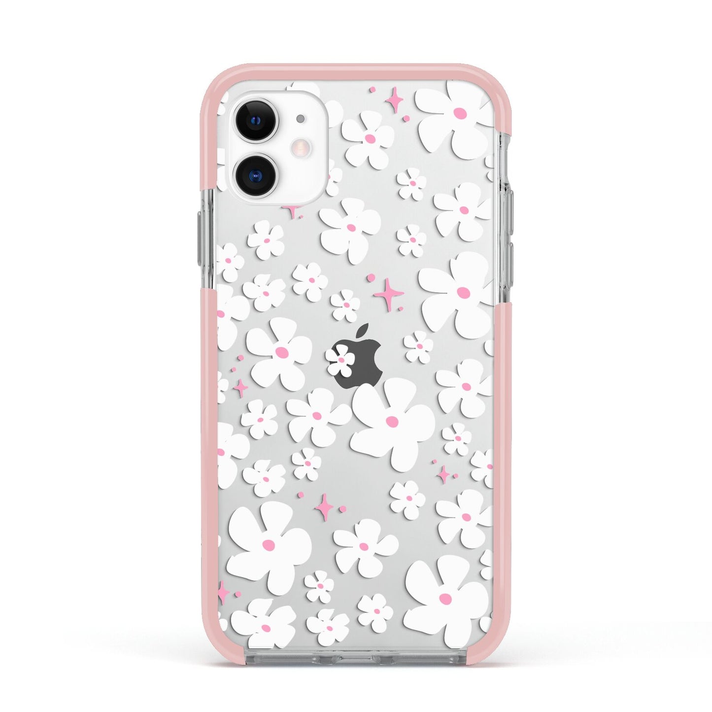 Abstract Daisy Apple iPhone 11 in White with Pink Impact Case