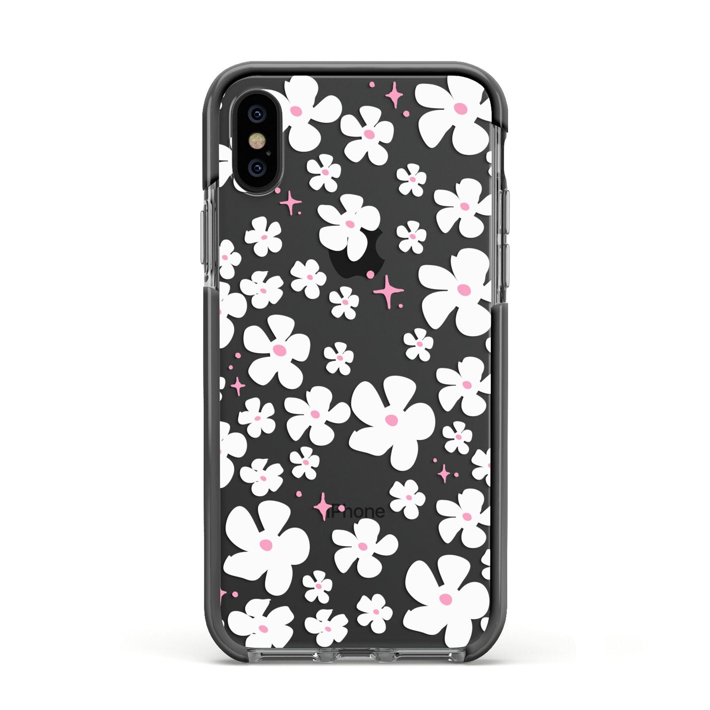Abstract Daisy Apple iPhone Xs Impact Case Black Edge on Black Phone