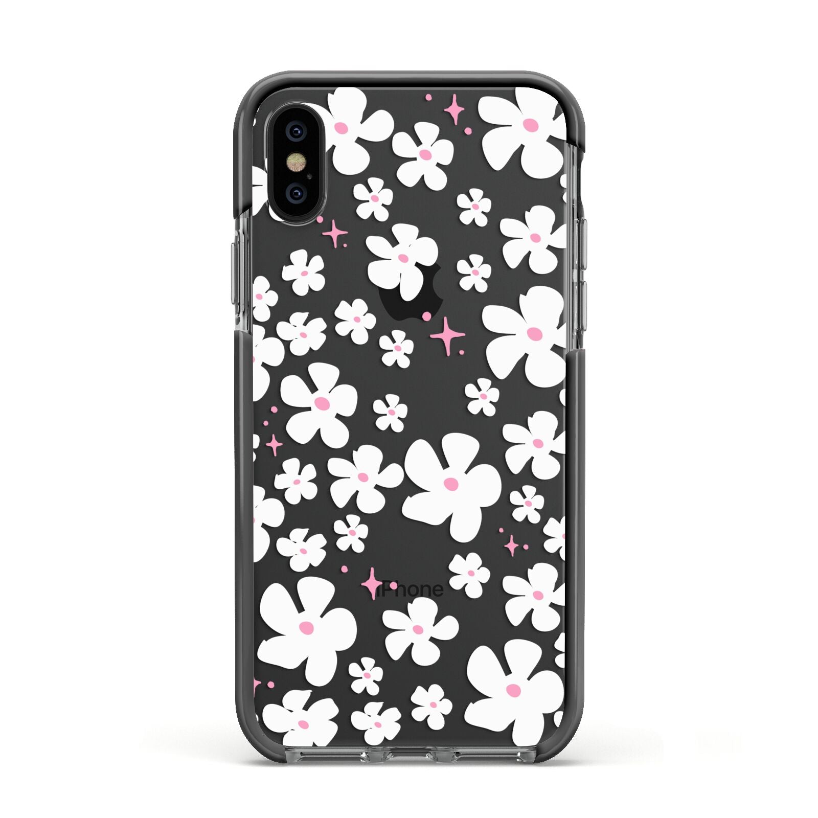 Abstract Daisy Apple iPhone Xs Impact Case Black Edge on Black Phone