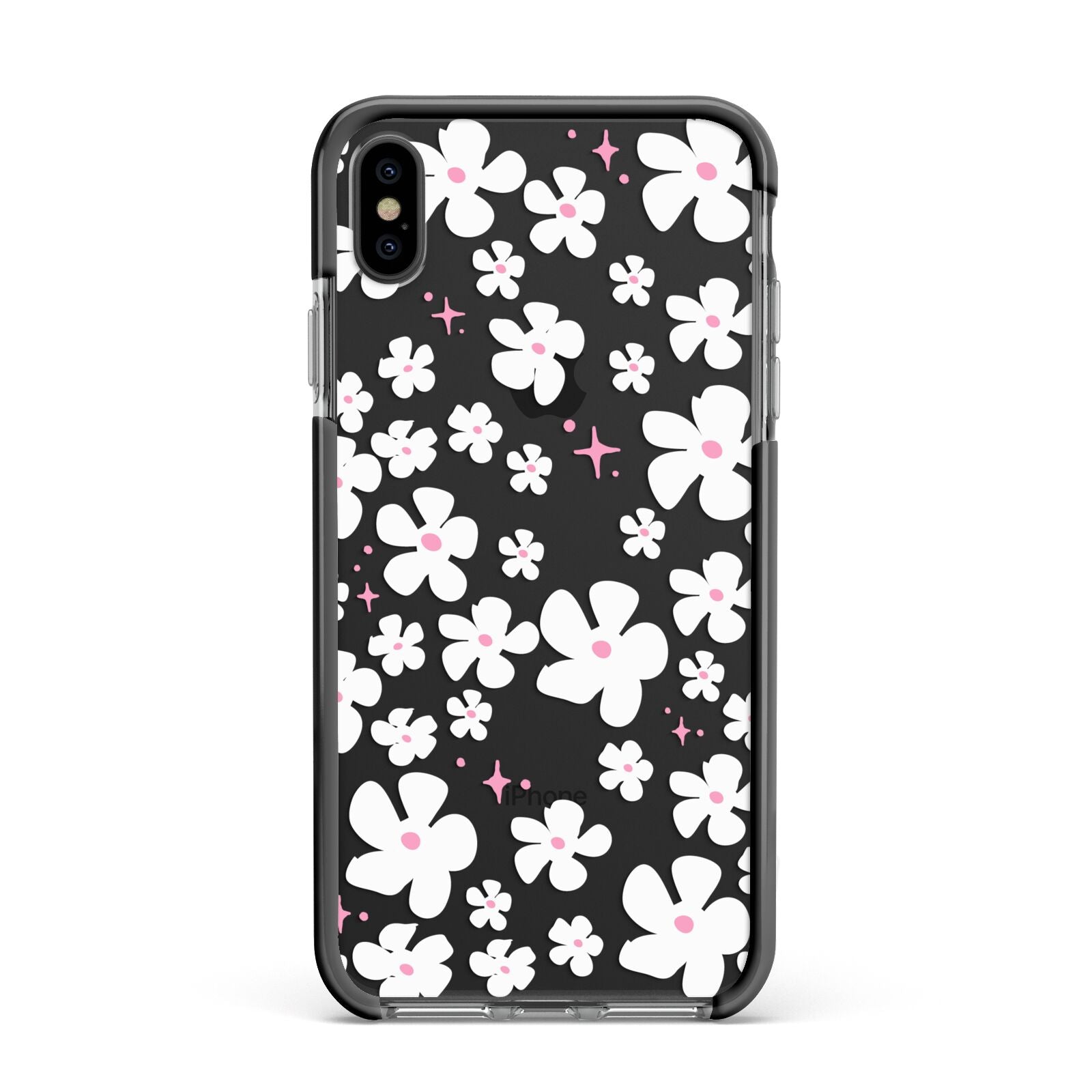 Abstract Daisy Apple iPhone Xs Max Impact Case Black Edge on Black Phone