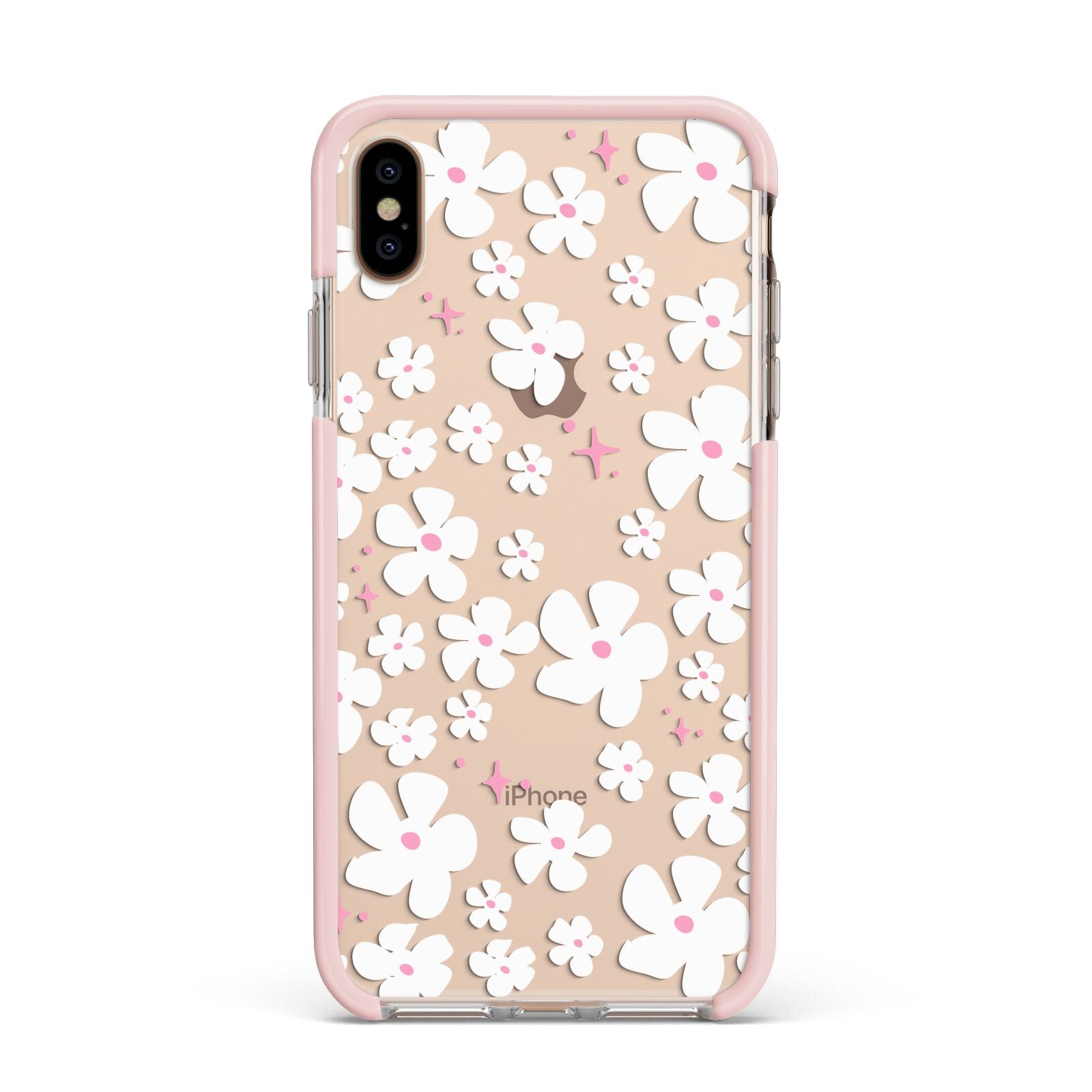 Abstract Daisy Apple iPhone Xs Max Impact Case Pink Edge on Gold Phone