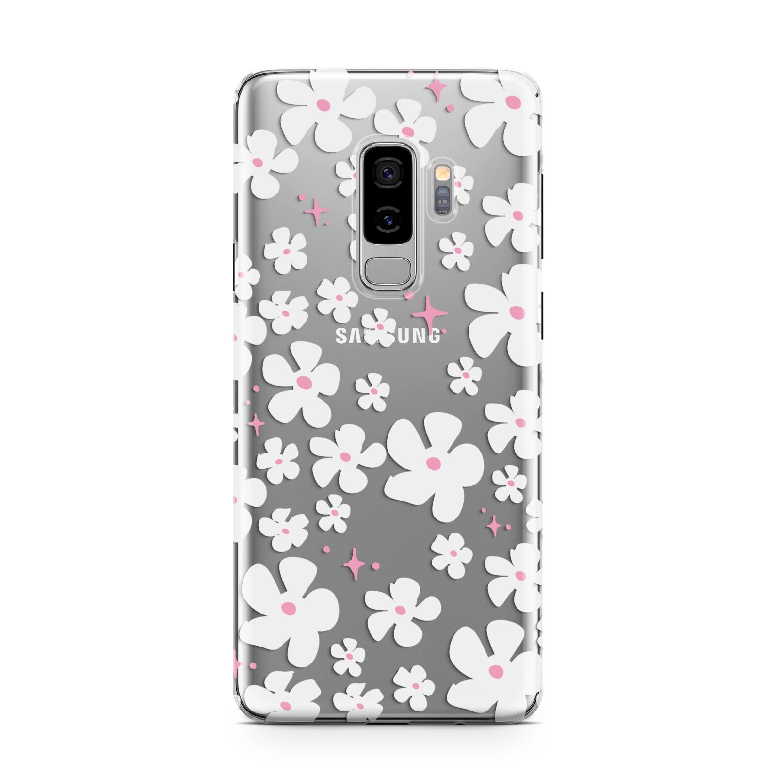 Abstract Daisy Samsung Galaxy S9 Plus Case on Silver phone
