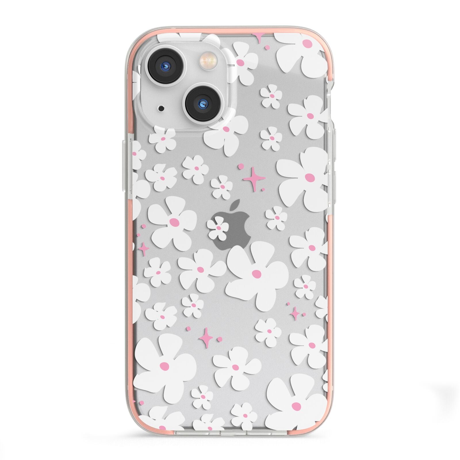 Abstract Daisy iPhone 13 Mini TPU Impact Case with Pink Edges